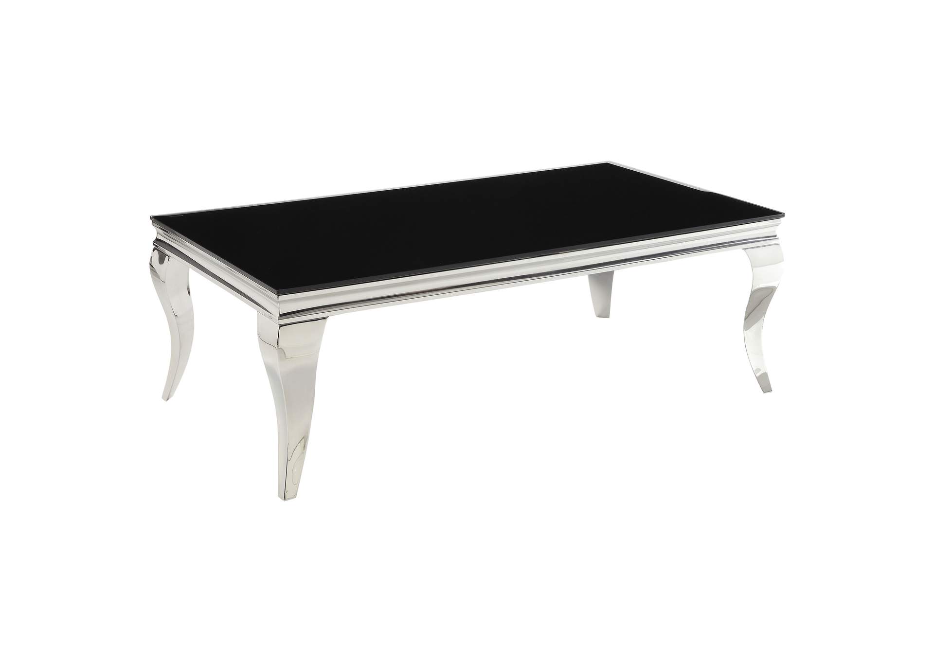 Luna Rectangular Coffee Table Chrome and Black,Coaster Furniture