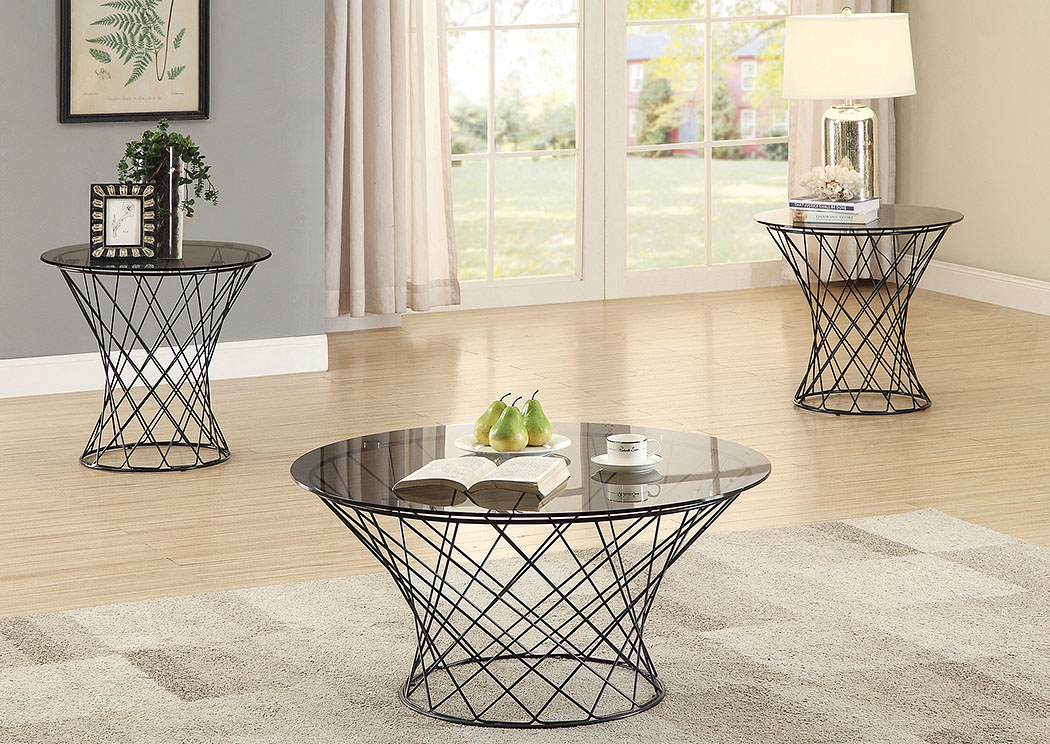 Brushed Nickle End Table w/Glass Top,ABF Coaster Furniture