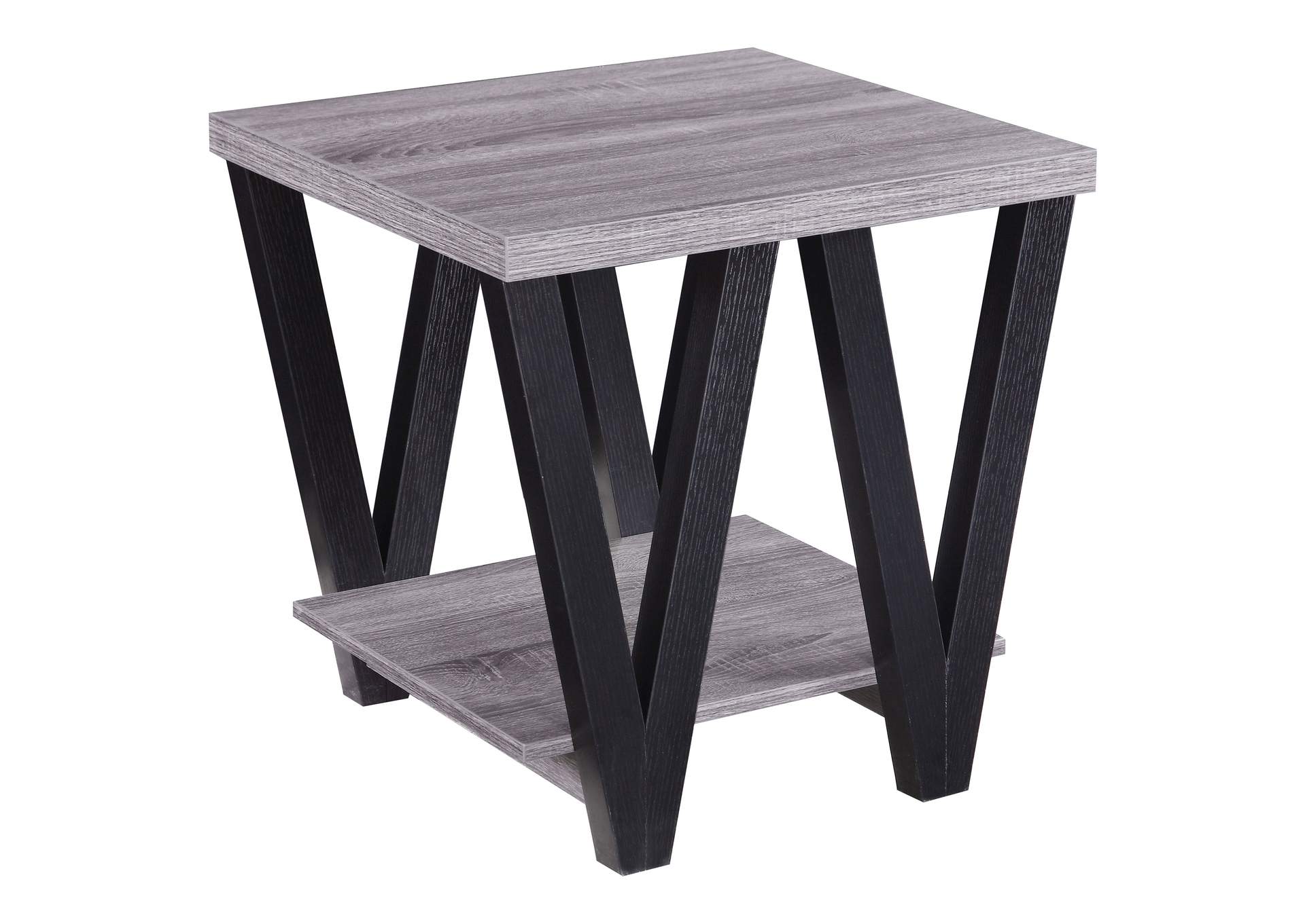 Stevens V-shaped End Table Black and Antique Grey,Coaster Furniture