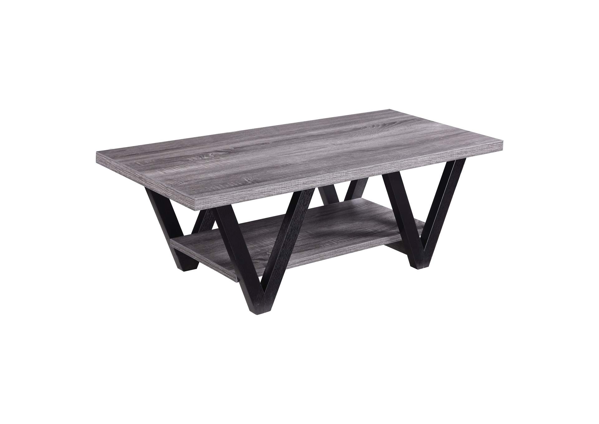 Stevens V-shaped Coffee Table Black and Antique Grey,Coaster Furniture