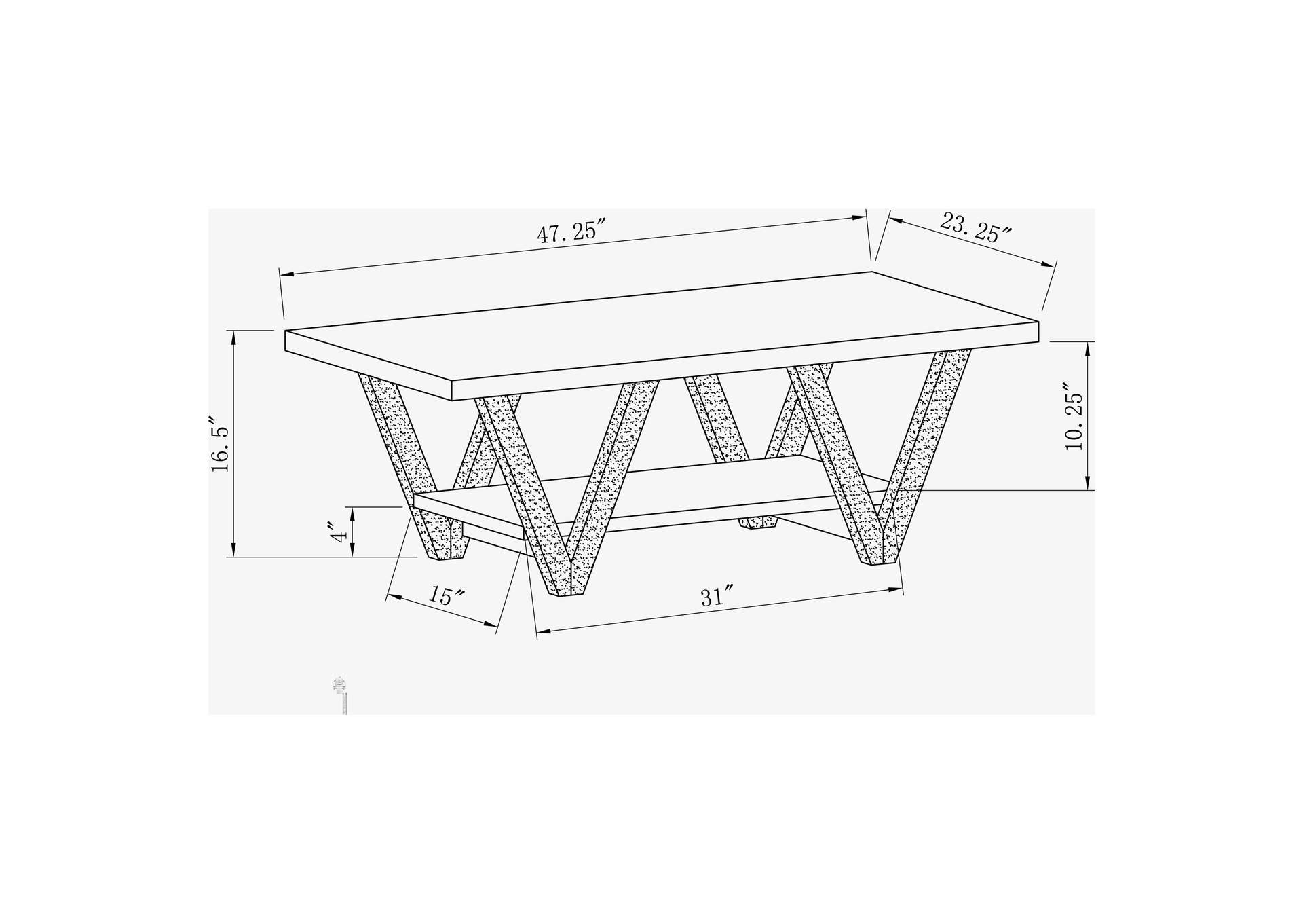 Stevens V-shaped Coffee Table Black and Antique Grey,Coaster Furniture