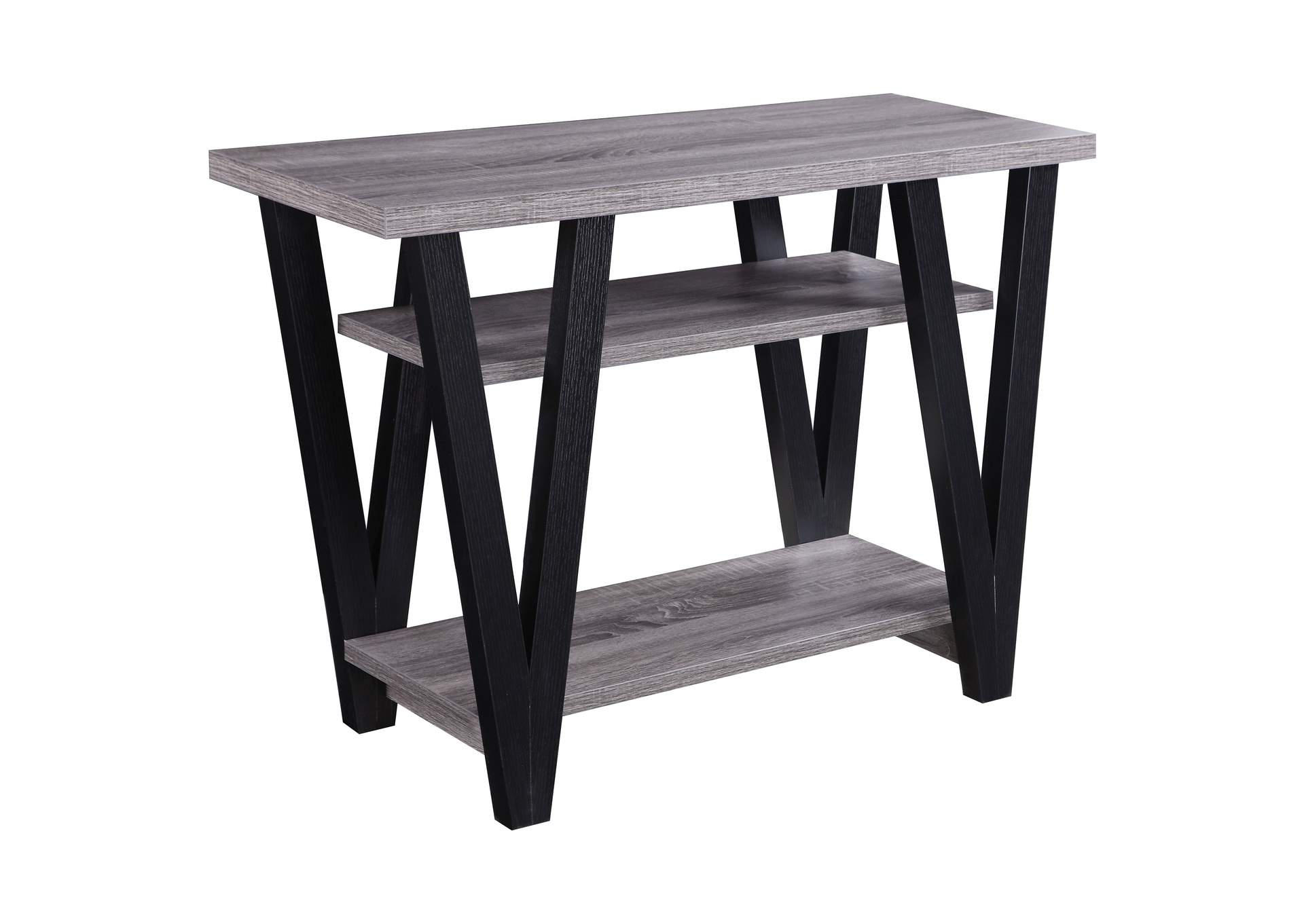 Stevens V-shaped Sofa Table Black and Antique Grey,Coaster Furniture