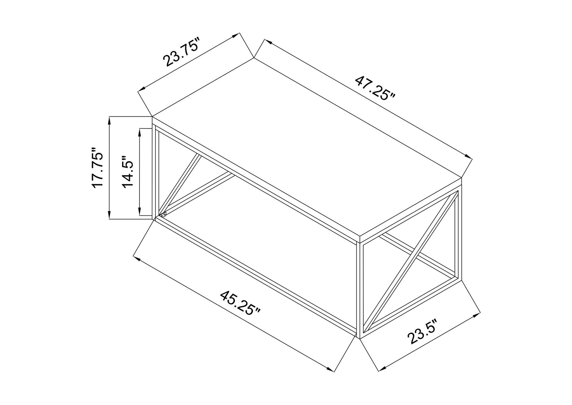 Birdie Rectangular Coffee Table Sonoma Grey,Coaster Furniture