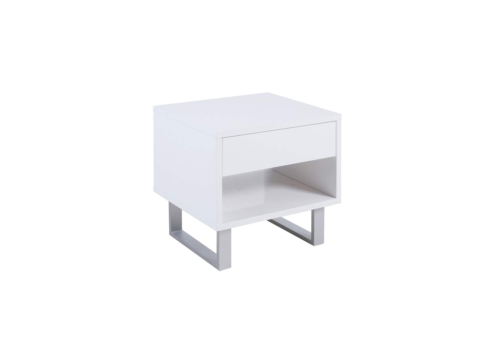 Atchsion 1-drawer End Table High Glossy White,Coaster Furniture