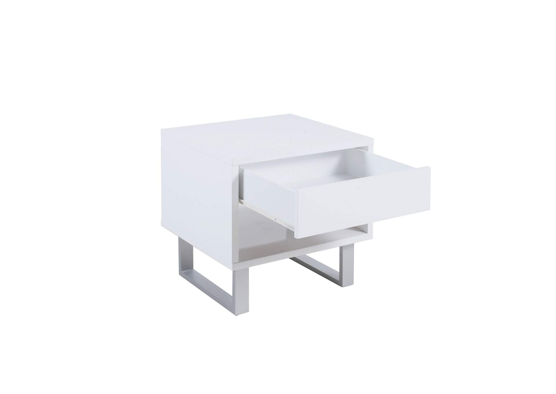 Atchsion 1-drawer End Table High Glossy White,Coaster Furniture