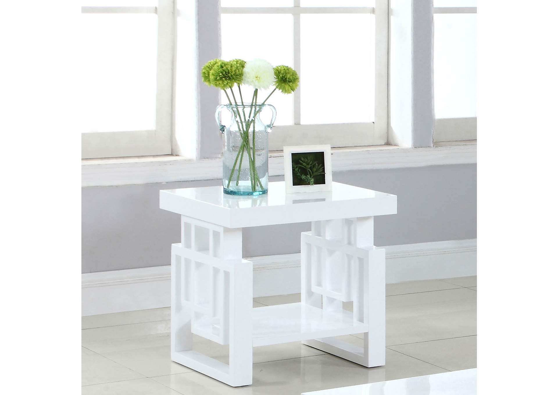 Schmitt Rectangular End Table High Glossy White,Coaster Furniture