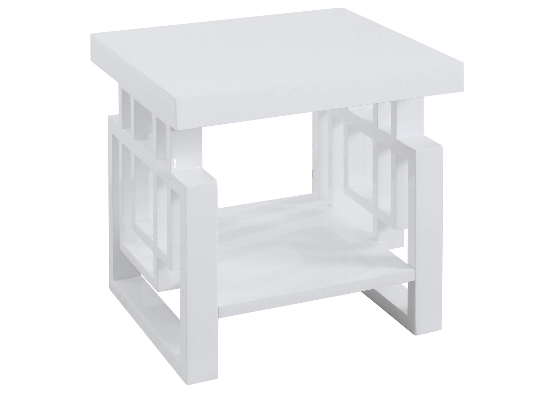 Schmitt Rectangular End Table High Glossy White,Coaster Furniture