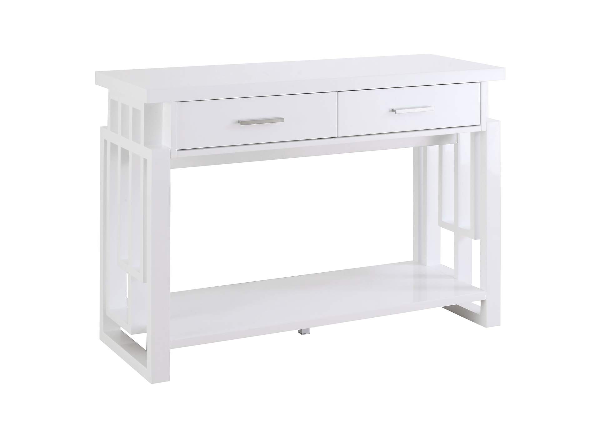 Schmitt Rectangular 2-drawer Sofa Table High Glossy White,Coaster Furniture