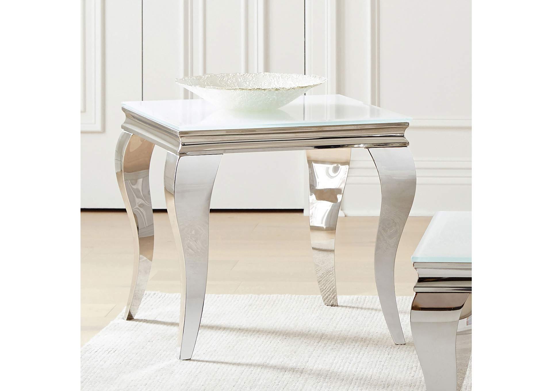 Luna Square End Table White and Chrome,Coaster Furniture