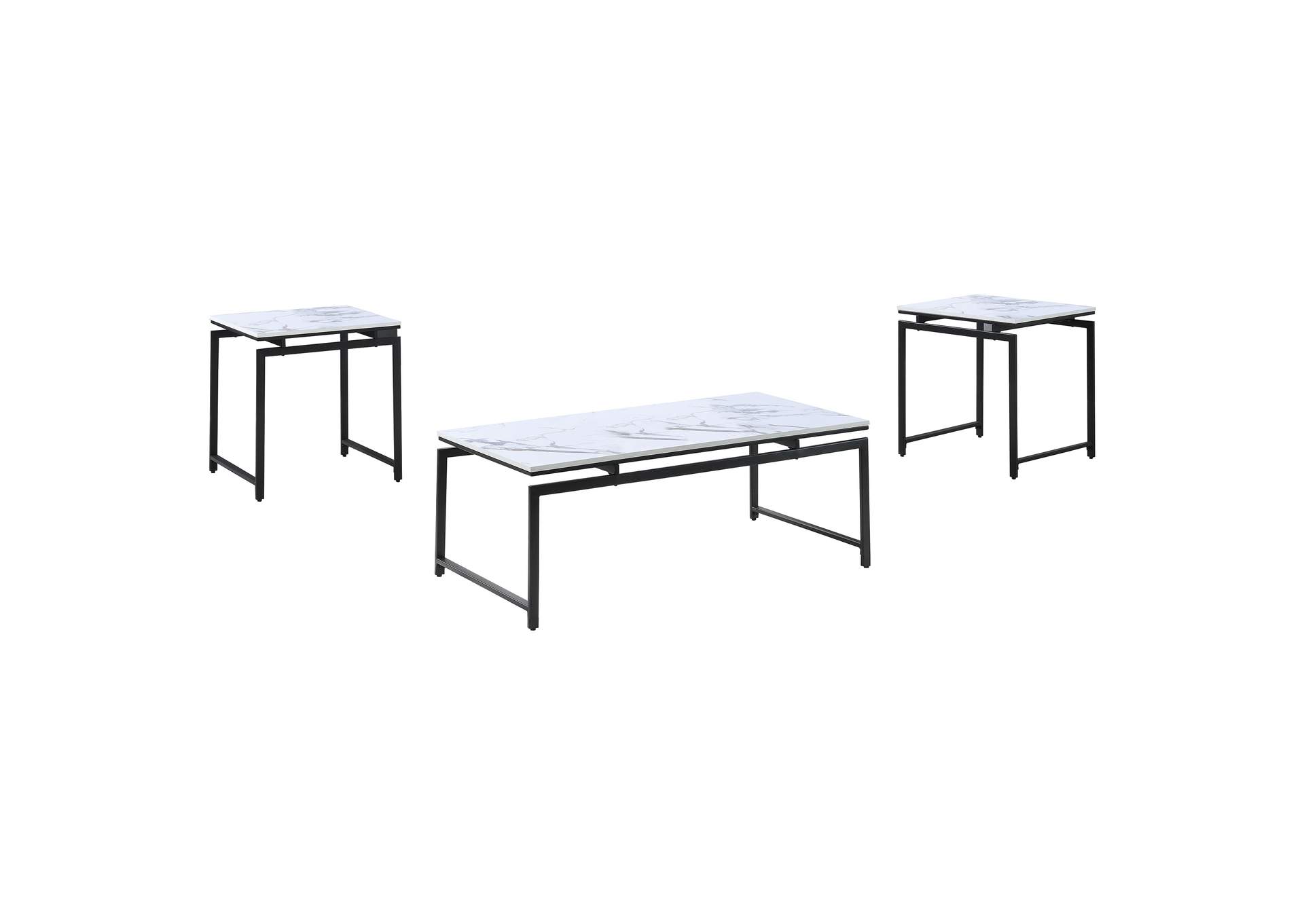 Clark 3-piece Occasional Set White and Dark Gunmetal,Coaster Furniture