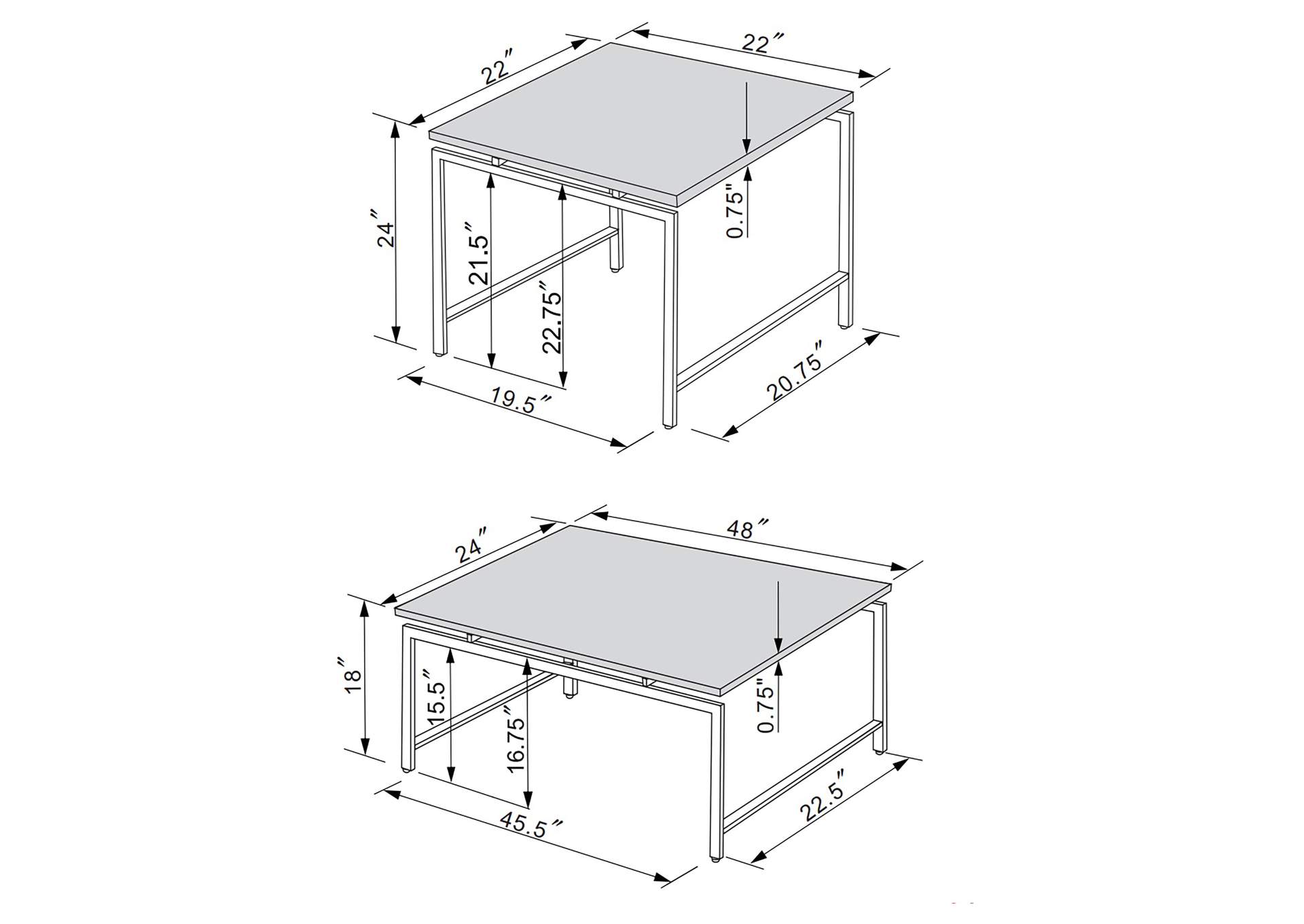 Clark 3-piece Occasional Set White and Dark Gunmetal,Coaster Furniture