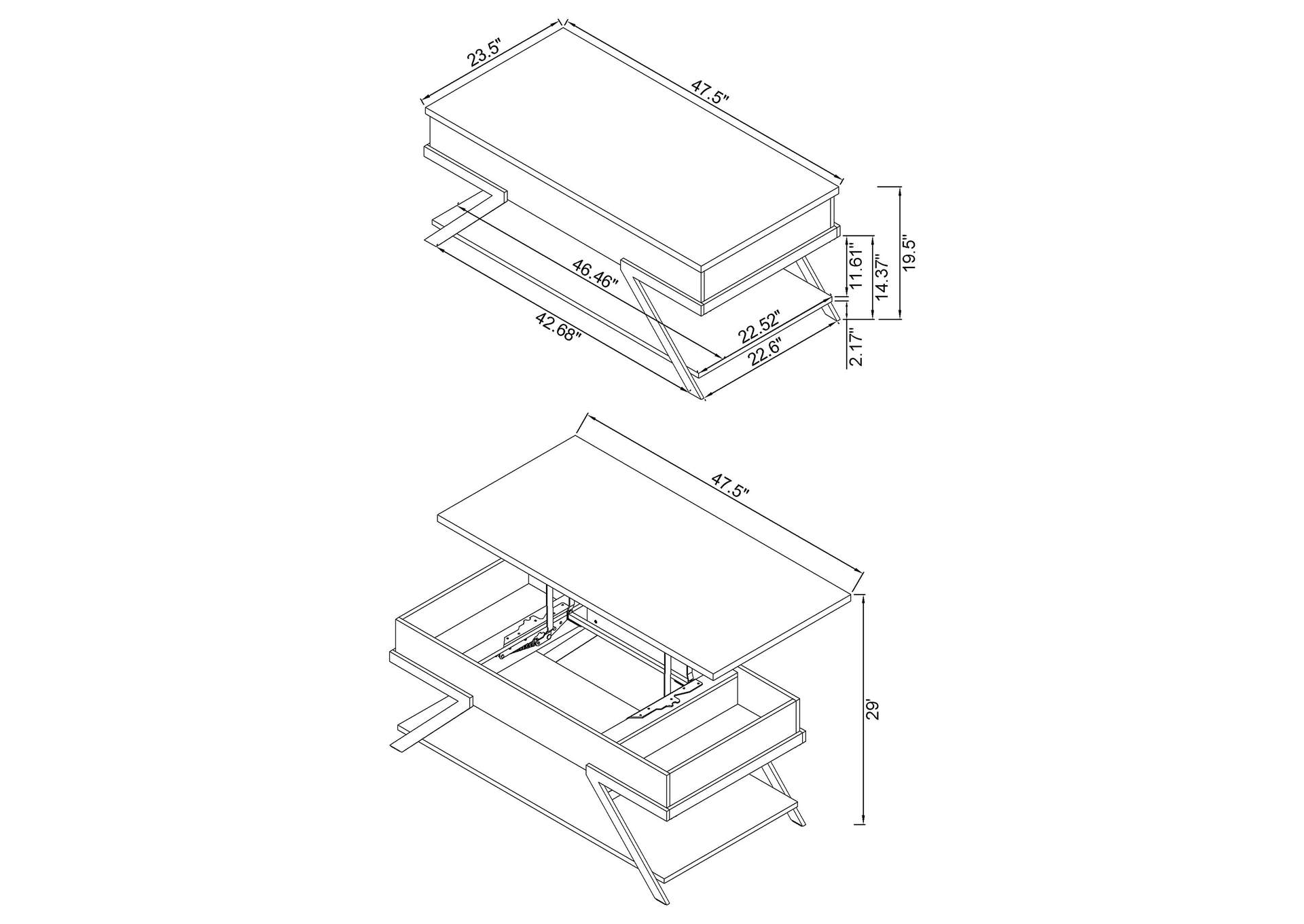 LIFT TOP COFFEE TABLE,Coaster Furniture