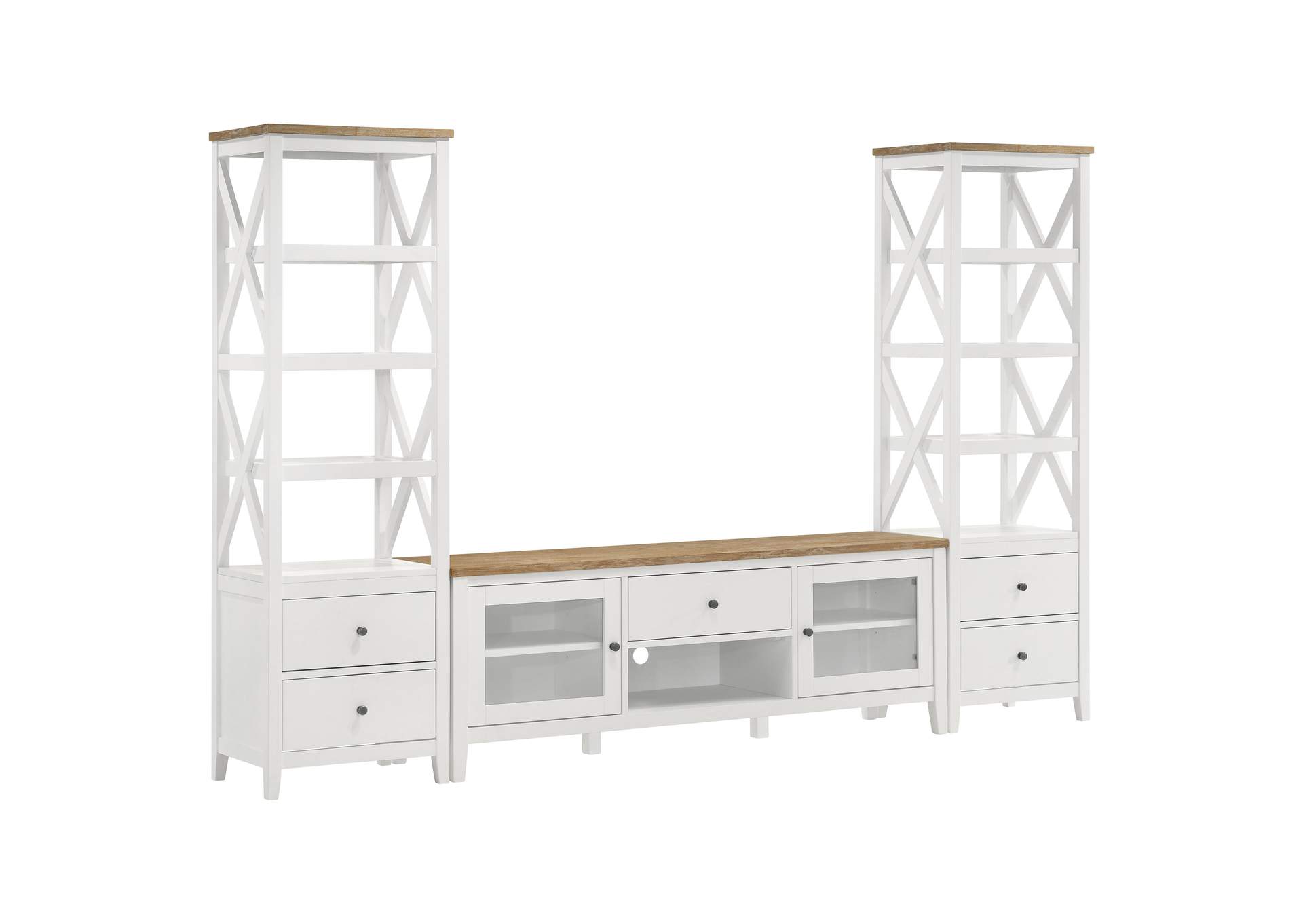 Angela 3-piece Entertainment Center With 67" TV Stand Brown and White,Coaster Furniture