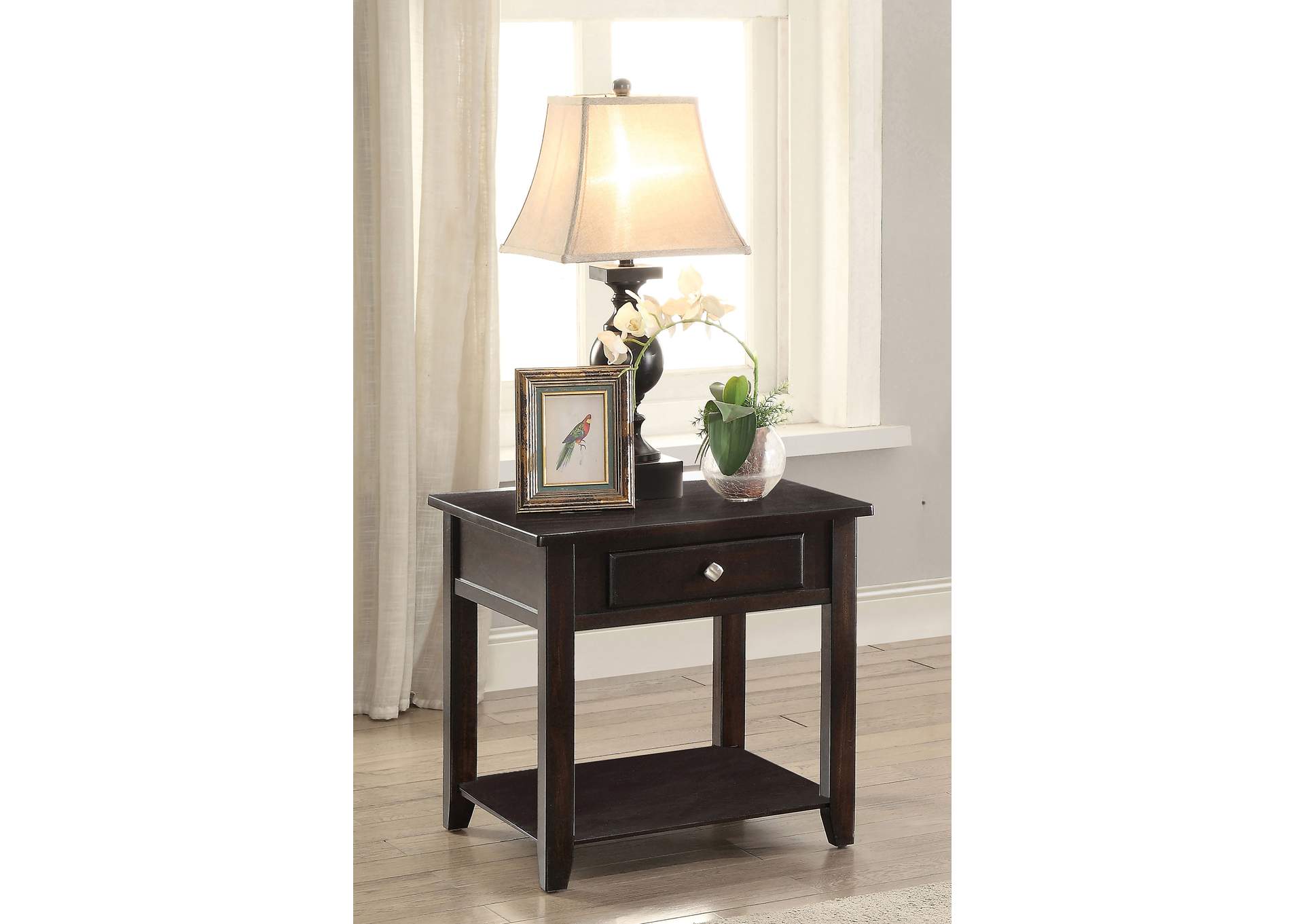 Bradford Square 1-shelf End Table Walnut,Coaster Furniture