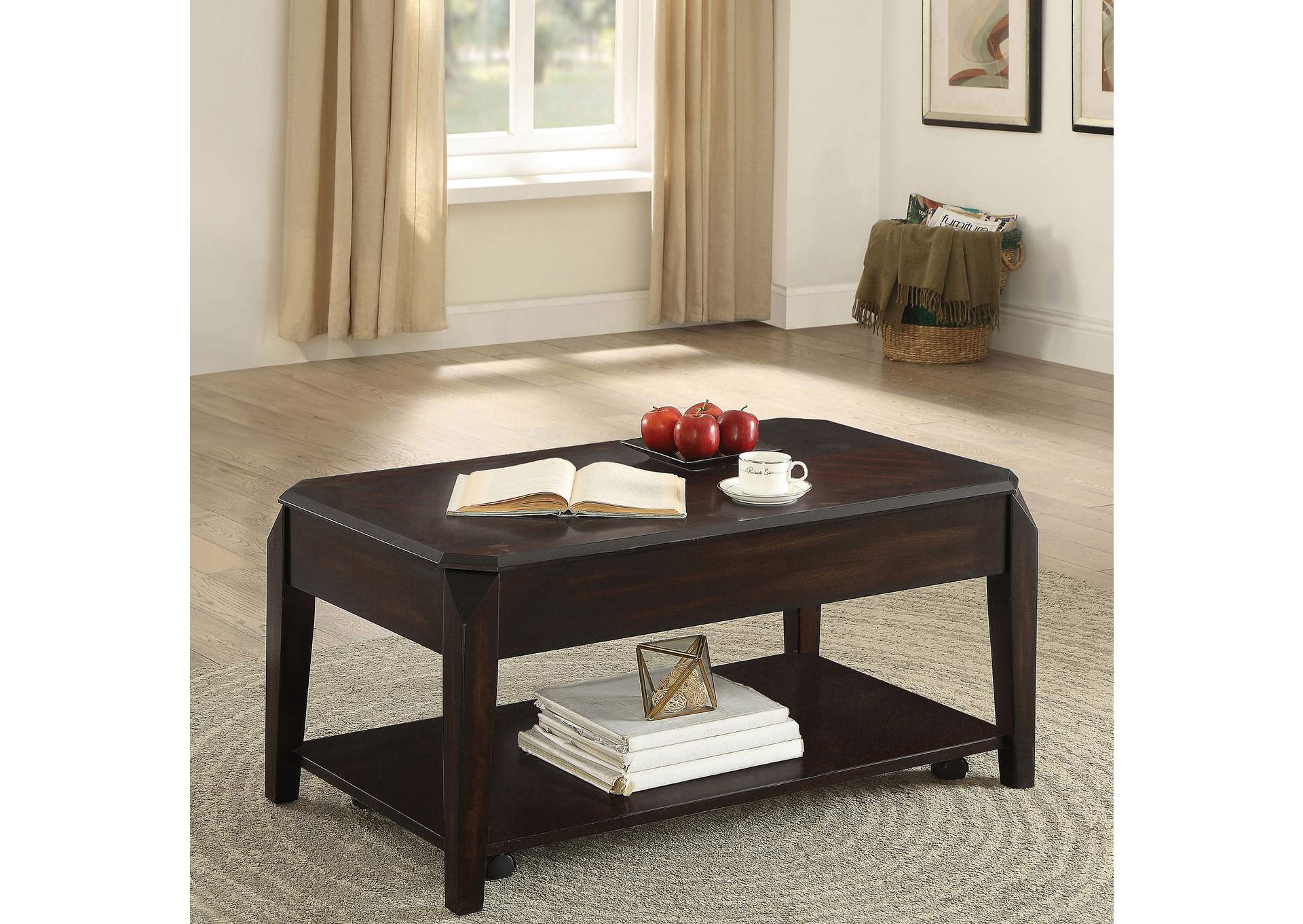 Baylor Lift Top Coffee Table with Hidden Storage Walnut,Coaster Furniture