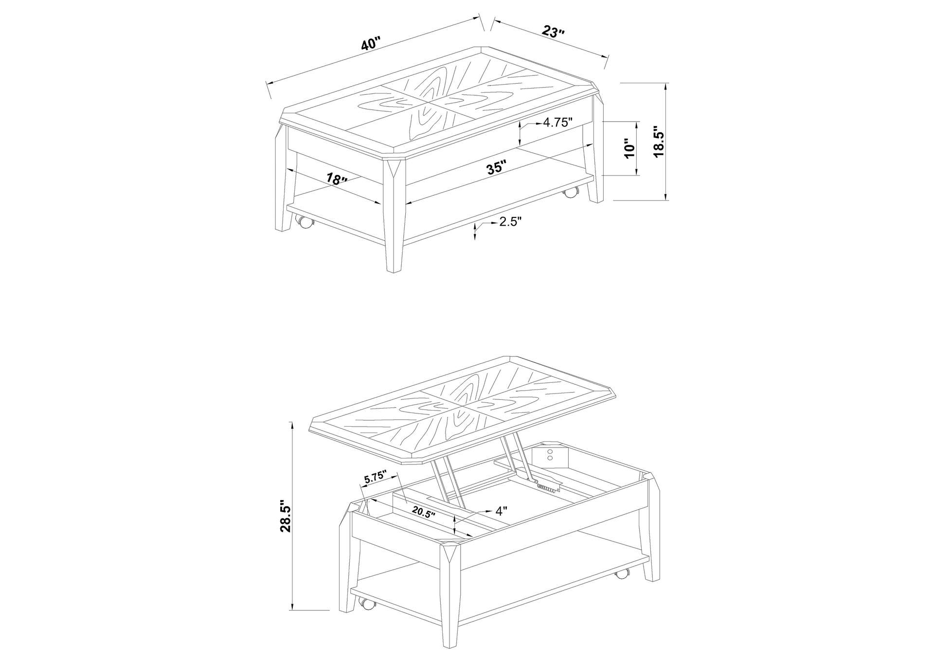 Baylor Lift Top Coffee Table with Hidden Storage Walnut,Coaster Furniture