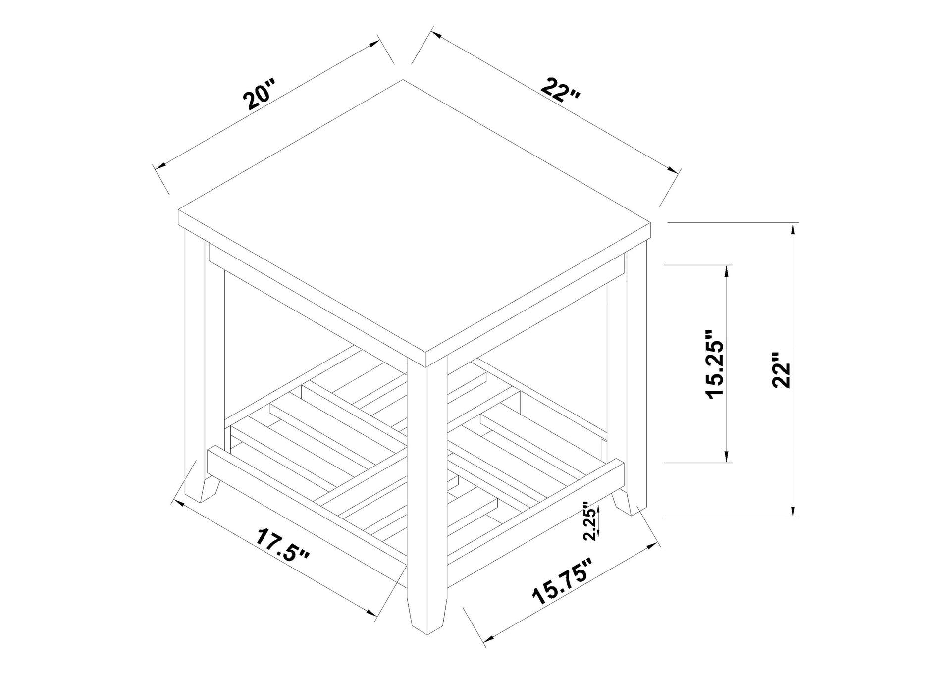 Cliffview 1-shelf Rectangular End Table Grey,Coaster Furniture