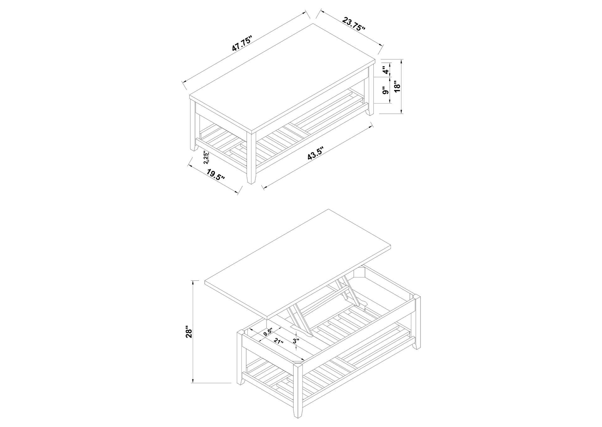 Cliffview Lift Top Coffee Table with Storage Cavities Grey,Coaster Furniture