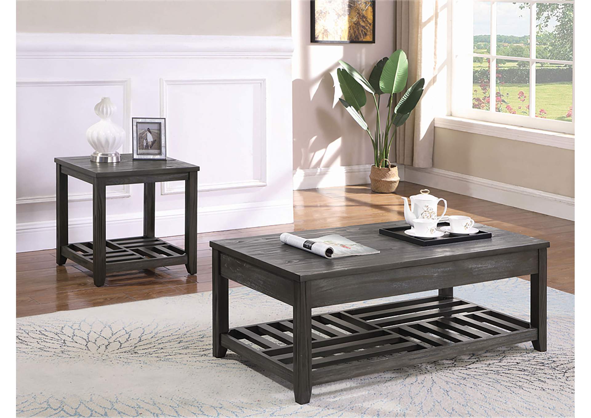 Cliffview Lift Top Coffee Table with Storage Cavities Grey,Coaster Furniture