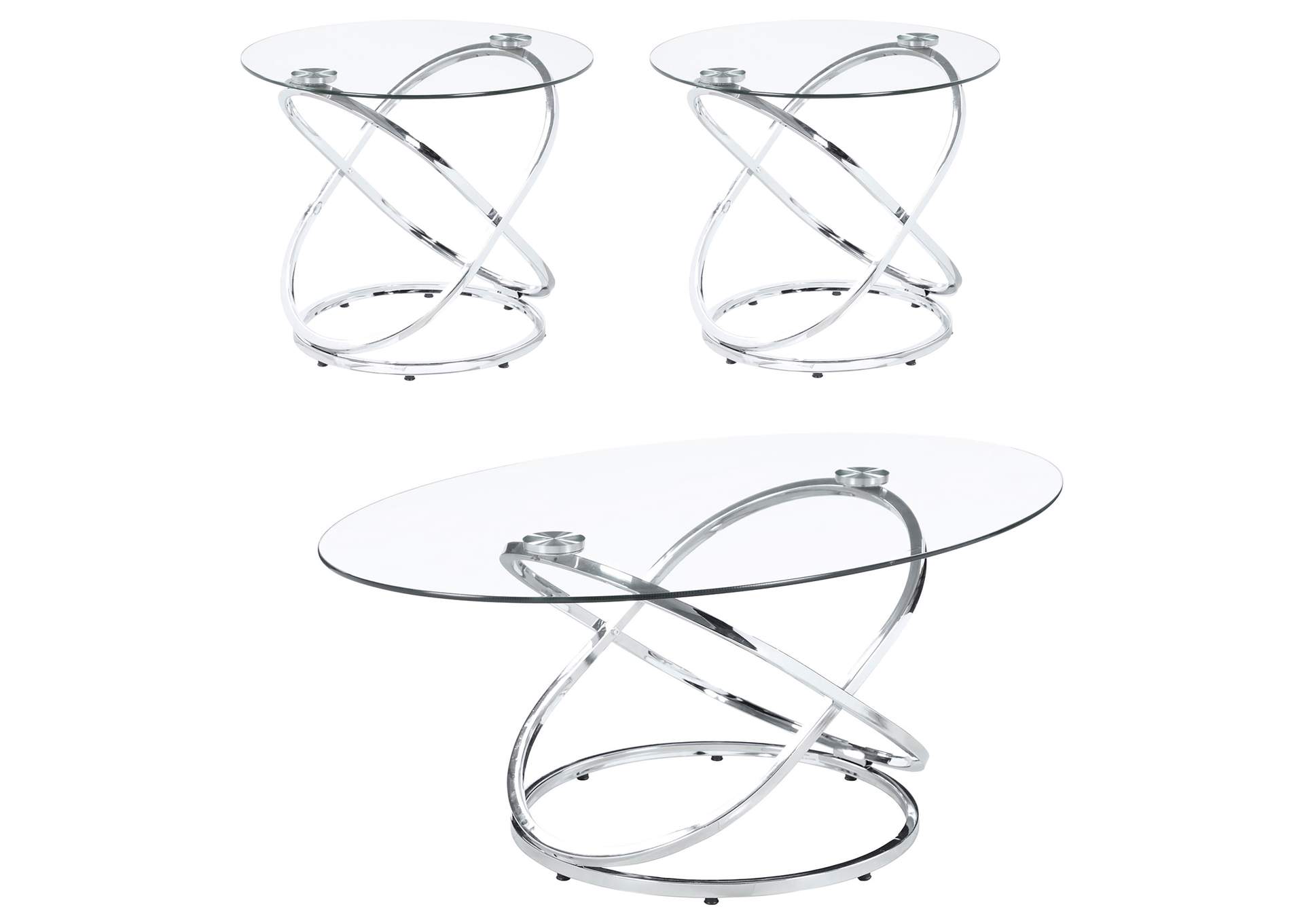 Warren 3-piece Occasional Set Chrome and Clear,Coaster Furniture