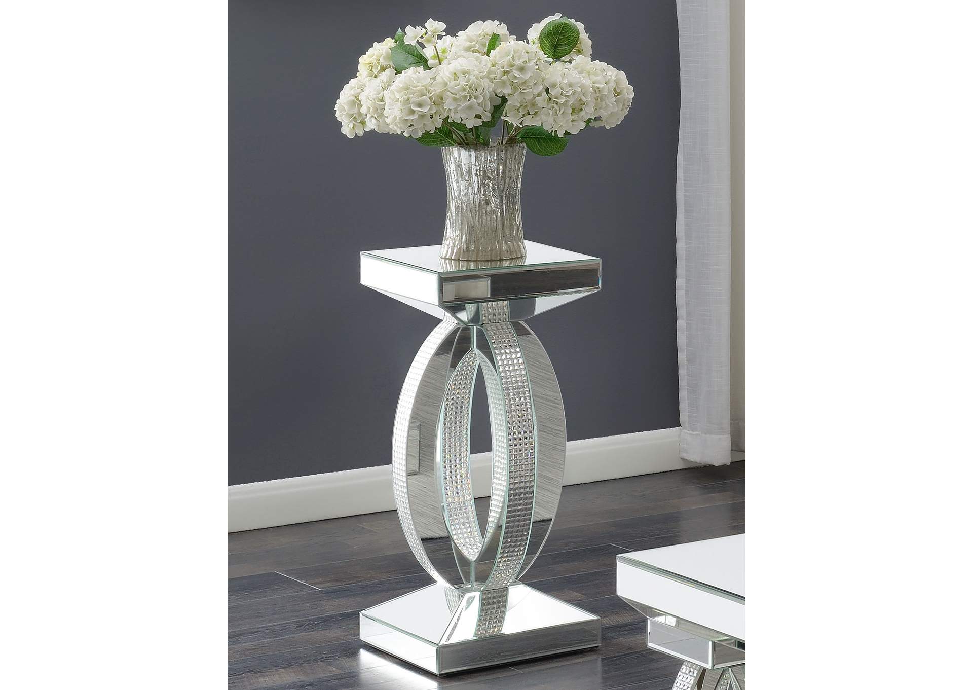 Amalia Square End Table with Lower Shelf Clear Mirror,Coaster Furniture