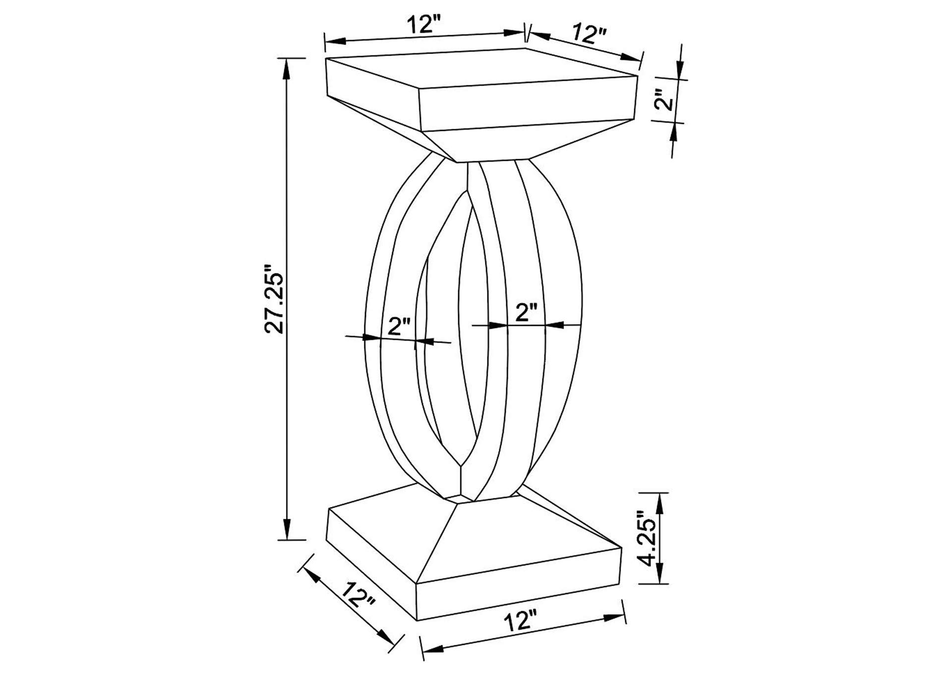 Amalia Square End Table with Lower Shelf Clear Mirror,Coaster Furniture