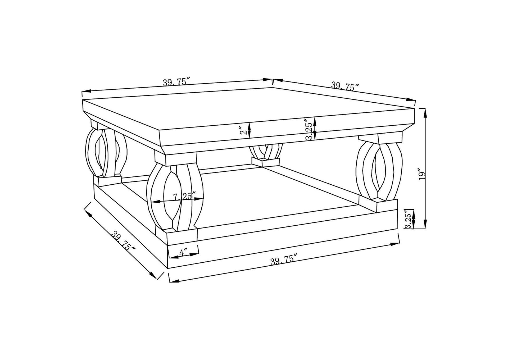 Amalia Square Coffee Table with Lower Shelf Clear Mirror,Coaster Furniture