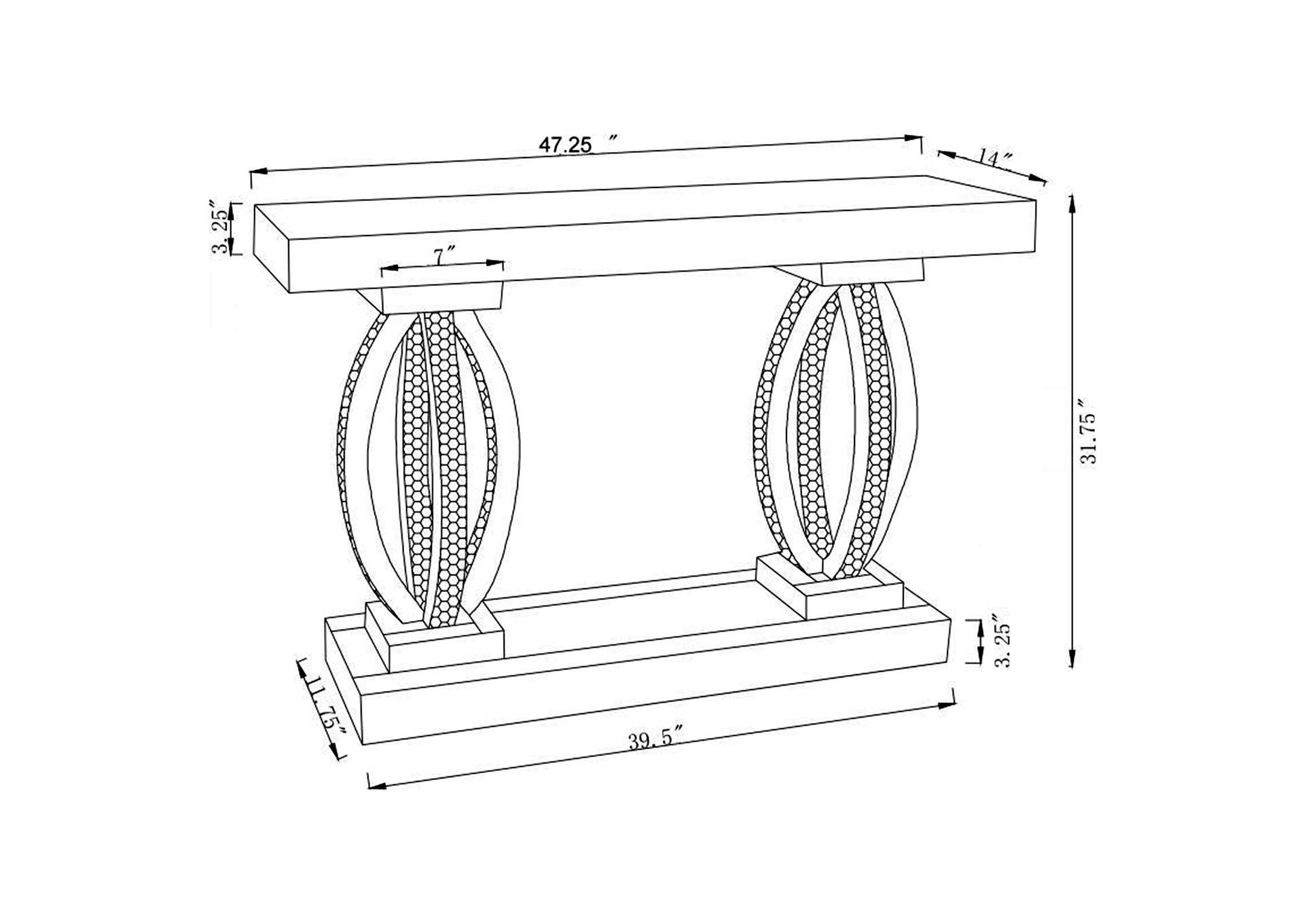 Amalia Rectangular Sofa Table with Shelf Clear Mirror,Coaster Furniture