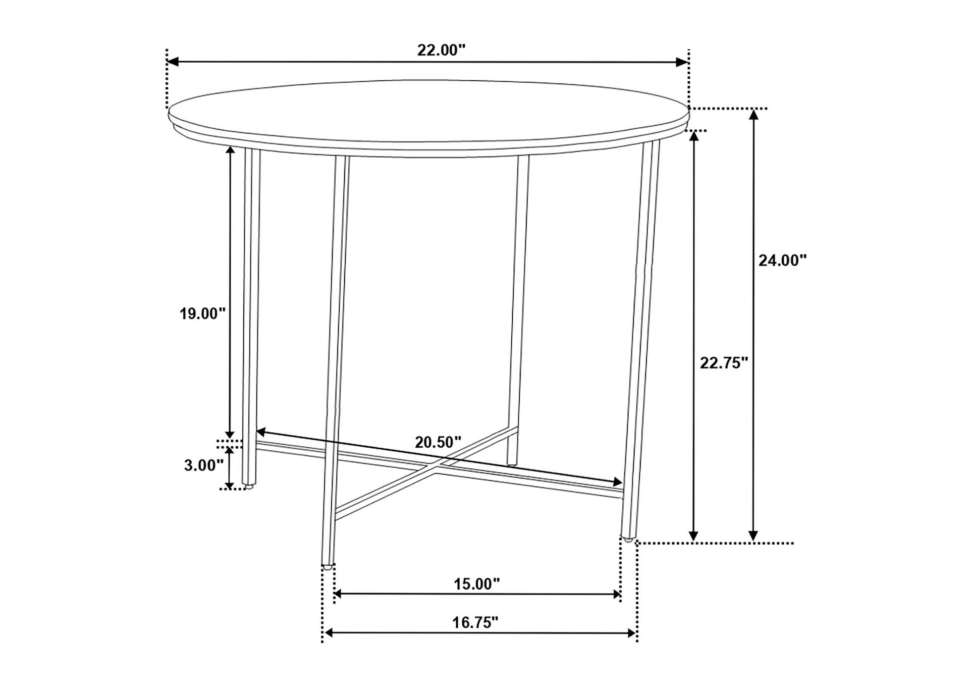 Ellison Round X-cross End Table White and Gold,Coaster Furniture