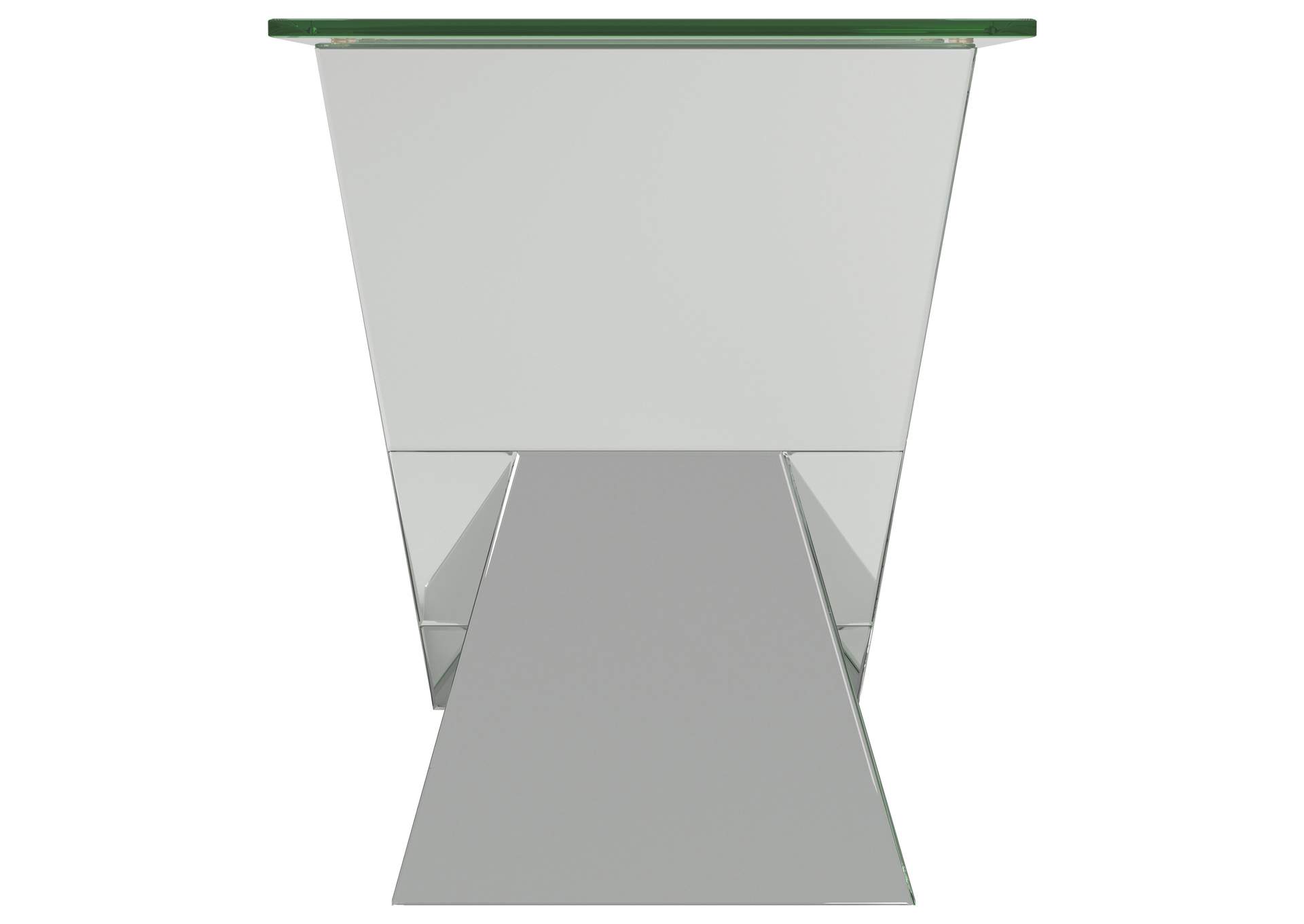 Taffeta V-shaped End Table with Glass Top Silver,Coaster Furniture