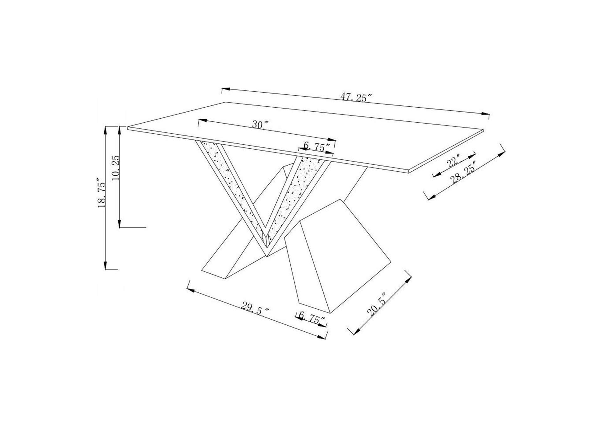 Taffeta V-shaped Coffee Table with Glass Top Silver,Coaster Furniture