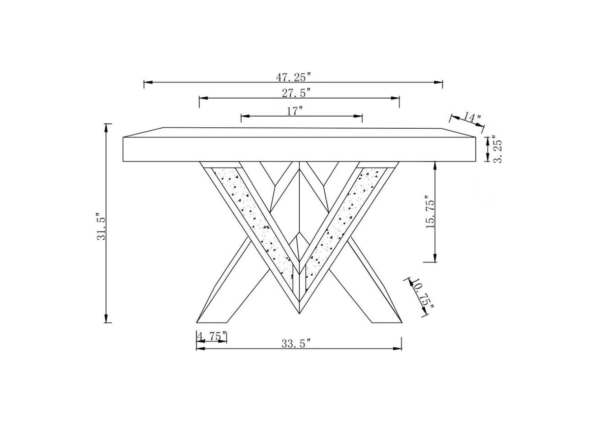 Taffeta V-shaped Sofa Table with Glass Top Silver,Coaster Furniture