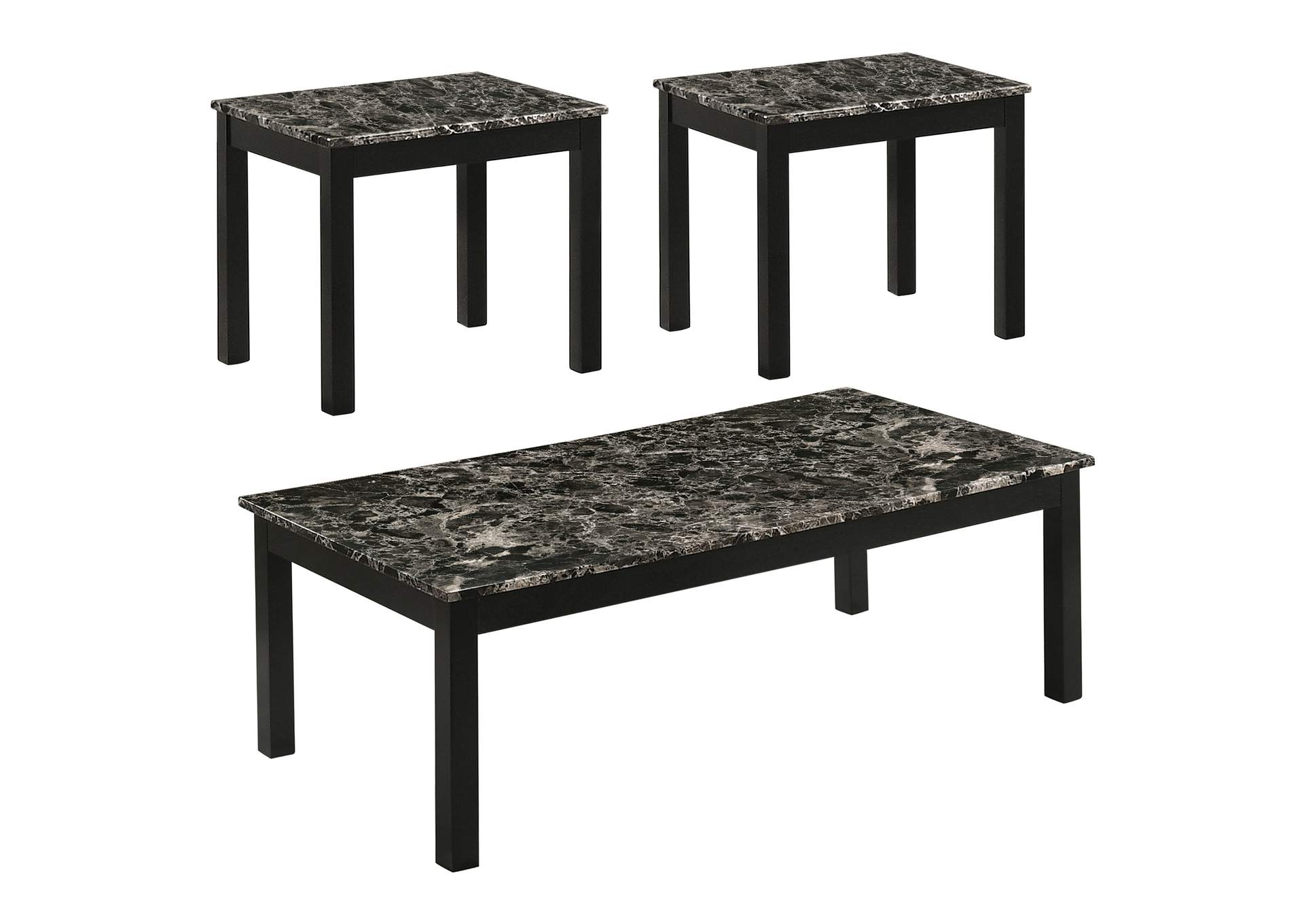 Darius Faux Marble Rectangle 3-piece Occasional Table Set Black,Coaster Furniture