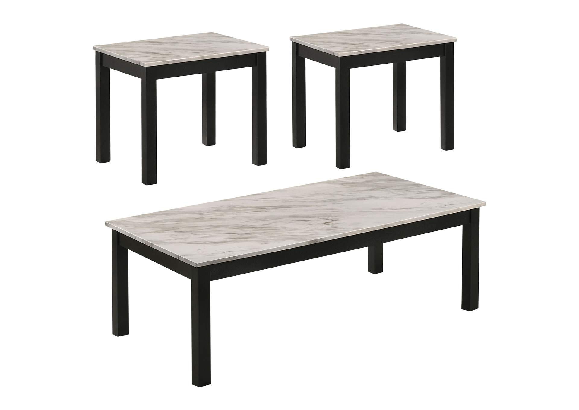 Bates Faux Marble 3-piece Occasional Table Set White and Black,Coaster Furniture