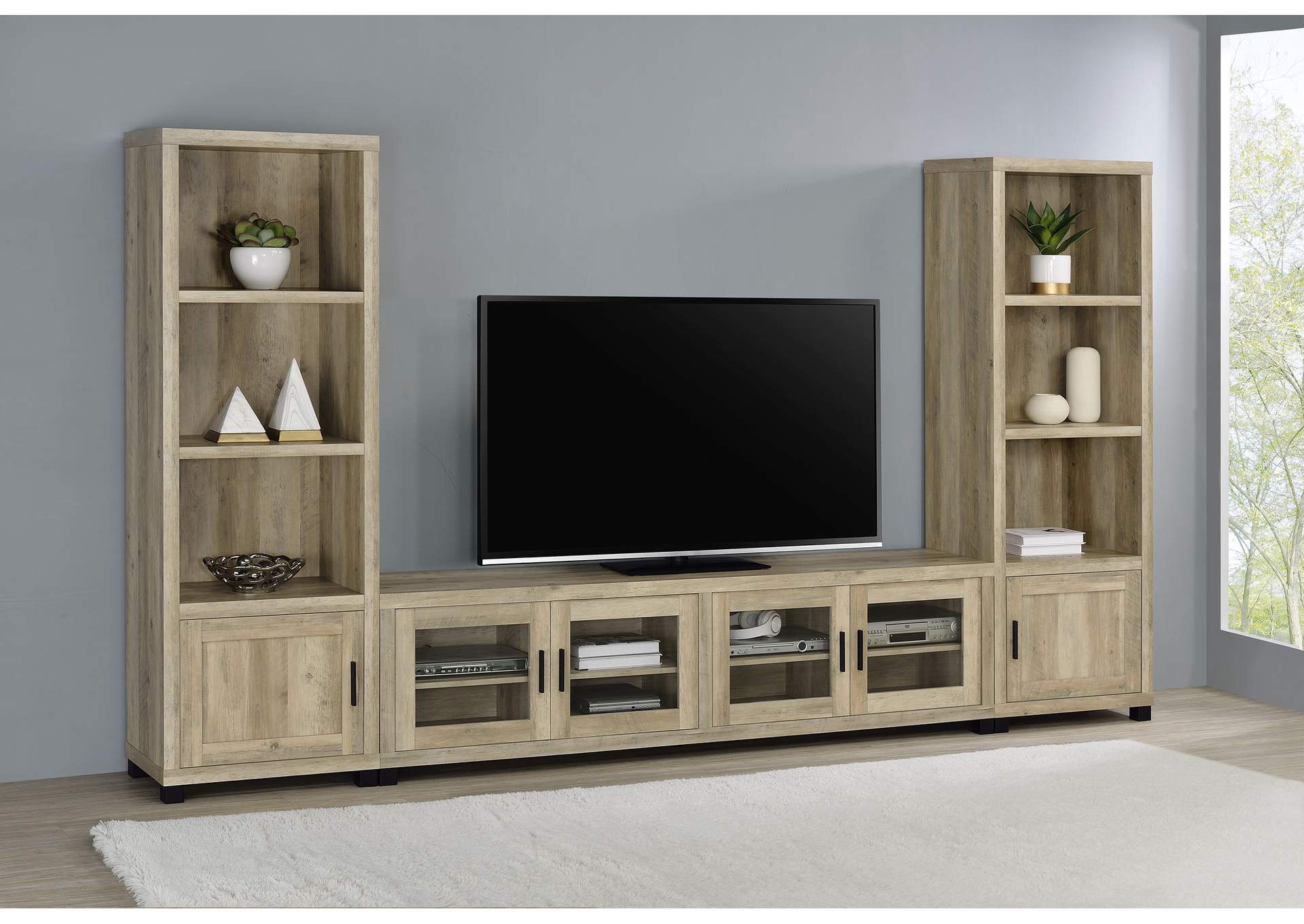 Sachin 3-piece Entertainment Center With 79" TV Stand Antique Pine,Coaster Furniture