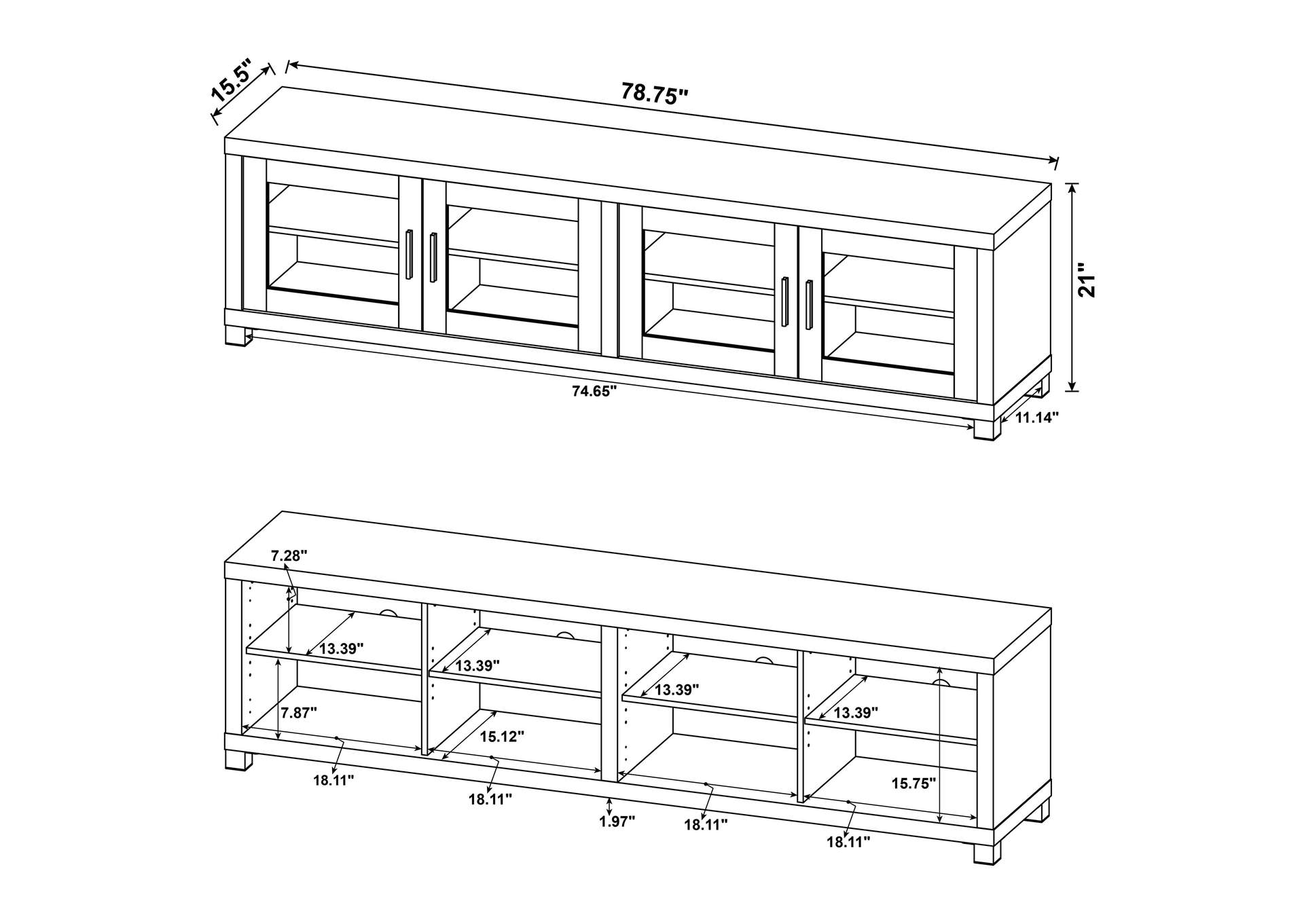 Sachin 3-piece Entertainment Center With 79" TV Stand Antique Pine,Coaster Furniture