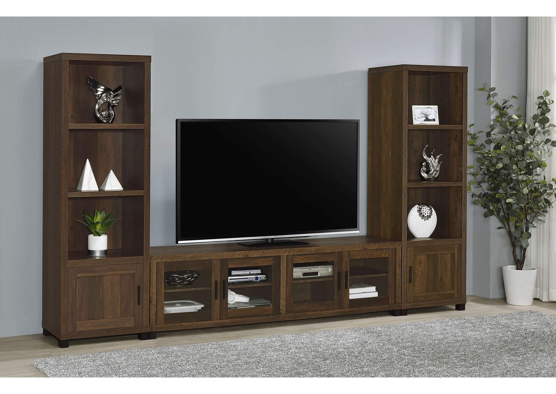 Sachin 3-piece Entertainment Center With 79" TV Stand Dark Pine,Coaster Furniture