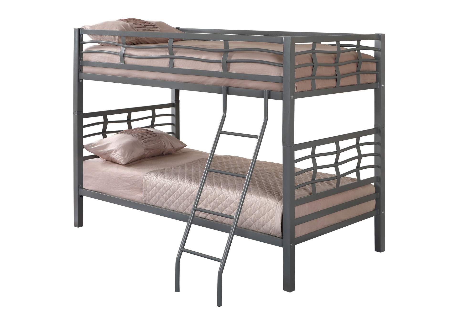 Fairfax Twin over Twin Bunk Bed with Ladder Light Gunmetal,Coaster Furniture