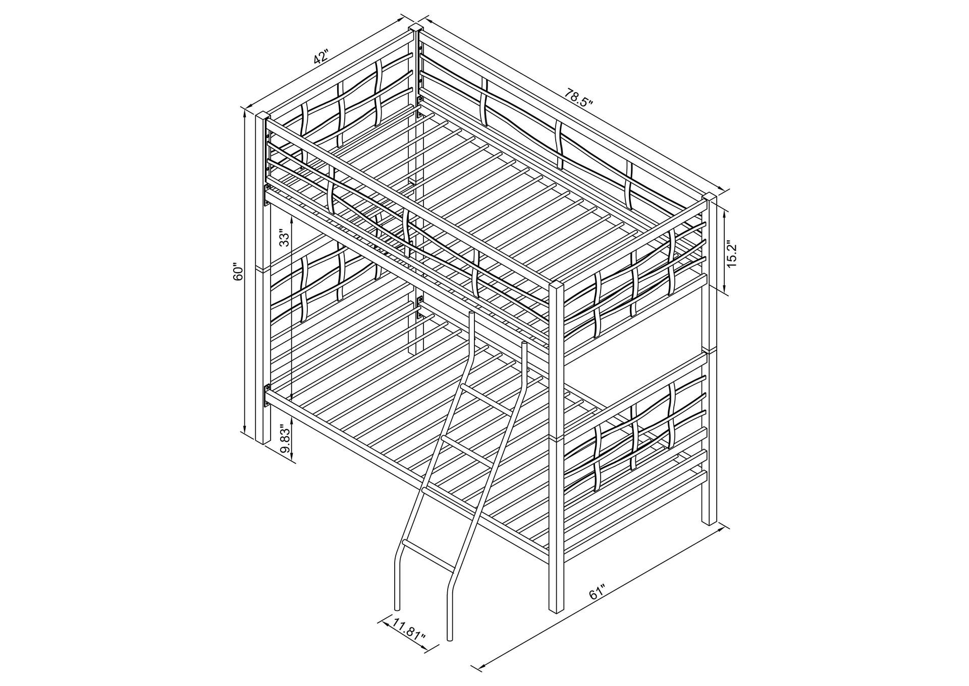 Fairfax Twin over Twin Bunk Bed with Ladder Light Gunmetal,Coaster Furniture