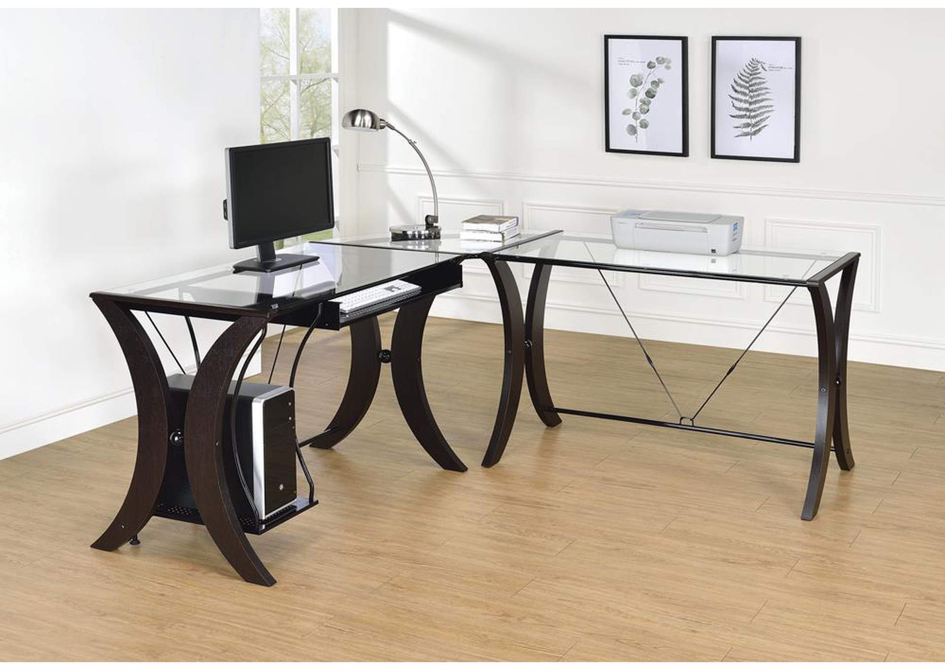 Glass Top 3pc Computer Desk Set,ABF Coaster Furniture