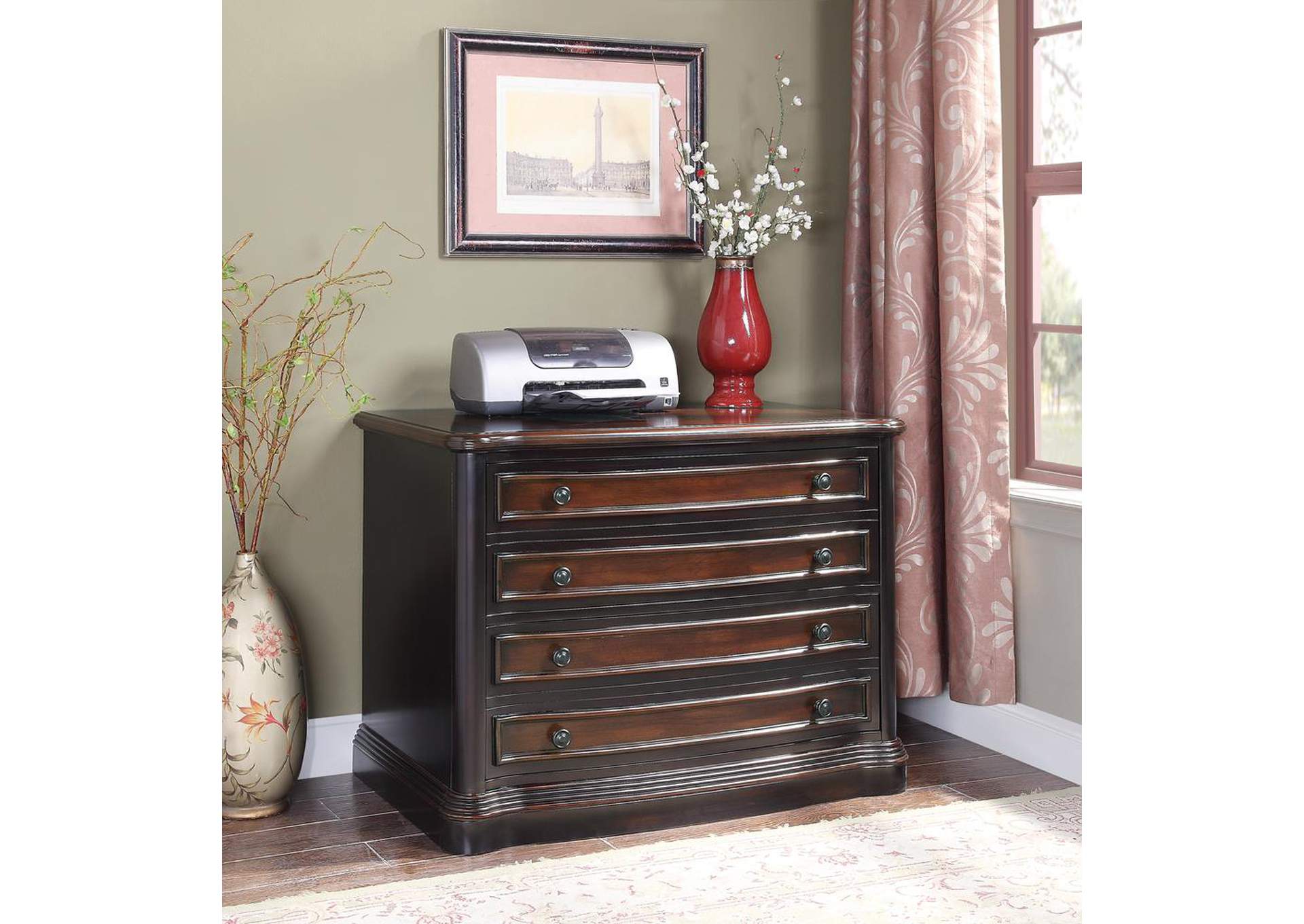 Black/ Cherry File Cabinet,ABF Coaster Furniture