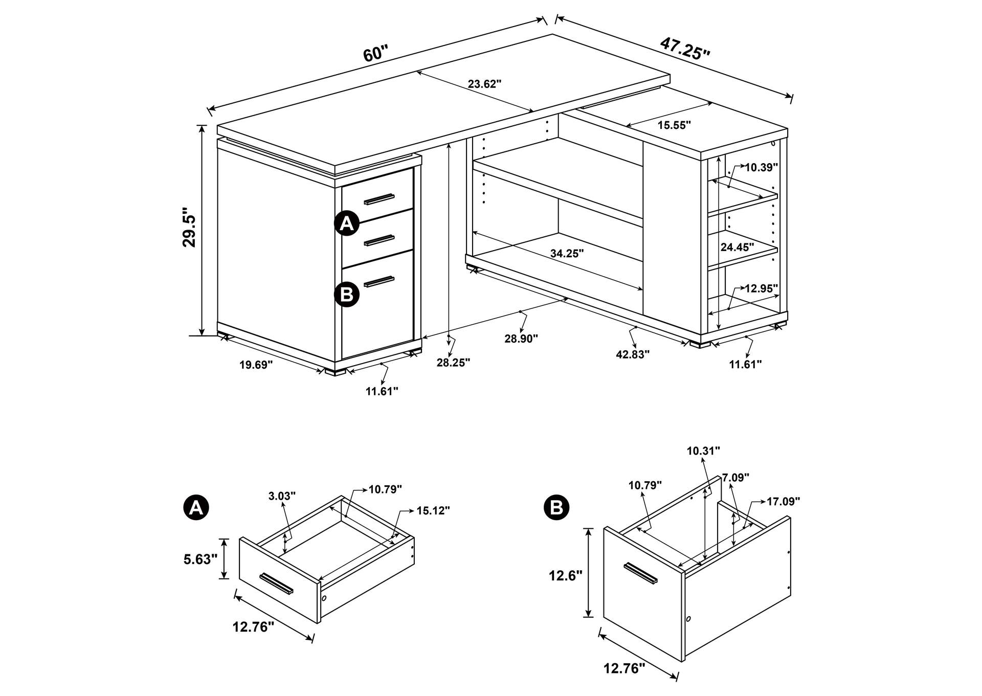 L-SHAPE OFFICE DESK,Coaster Furniture