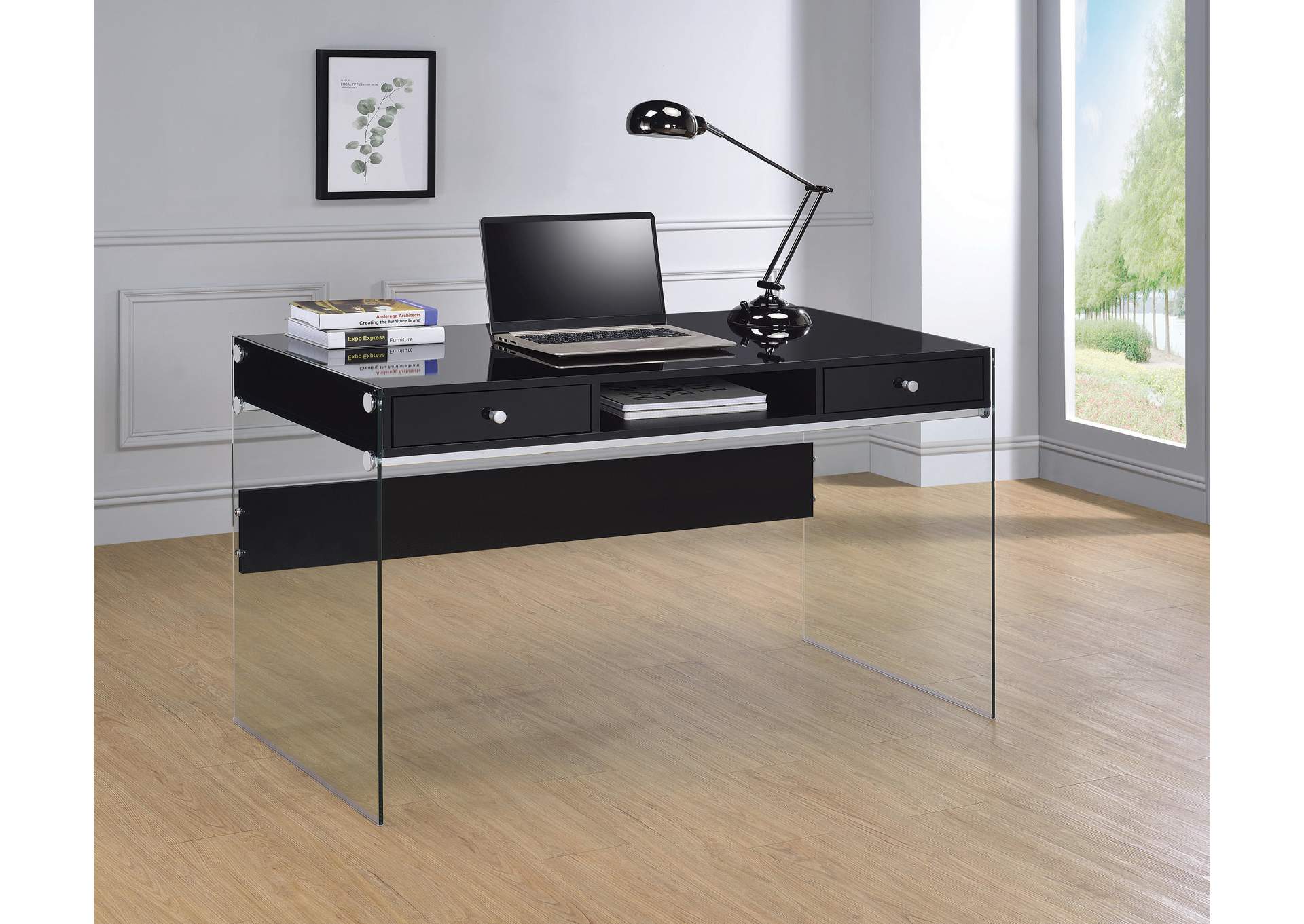 Glossy Black Computer Desk,ABF Coaster Furniture