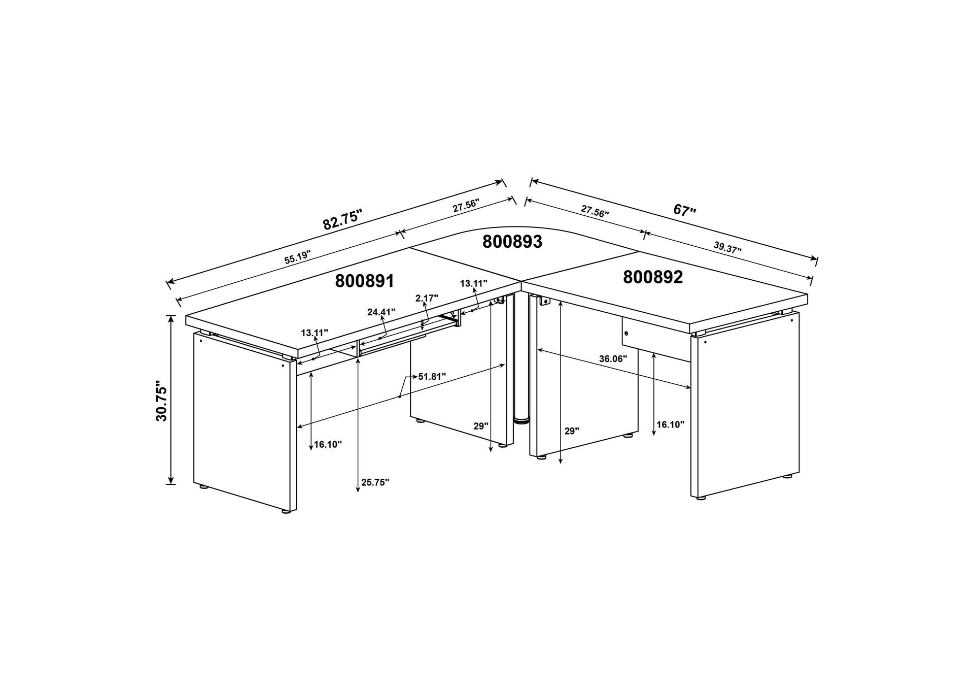 L-SHAPE DESK,Coaster Furniture