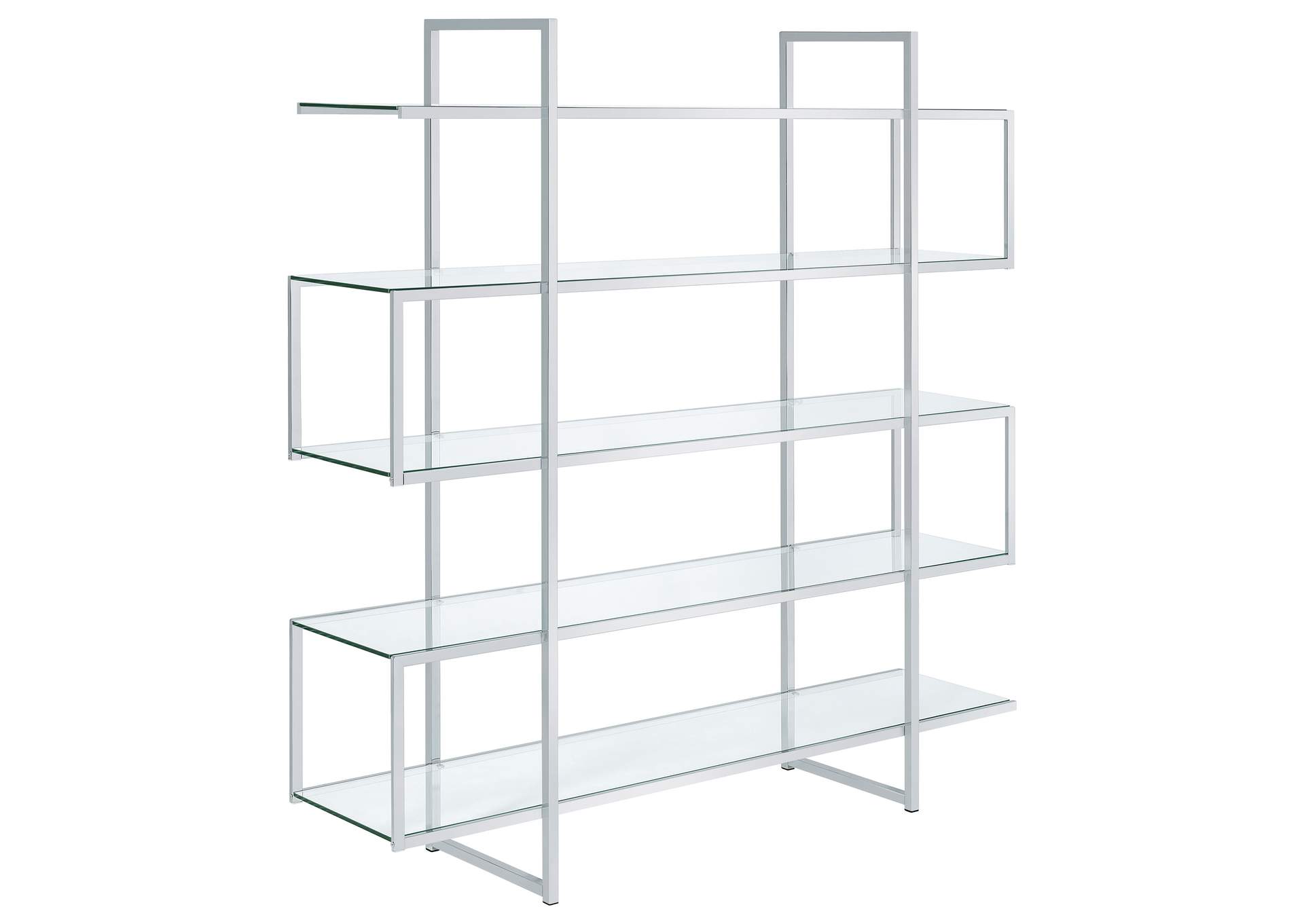 5-shelf Bookcase Chrome and Clear,Coaster Furniture