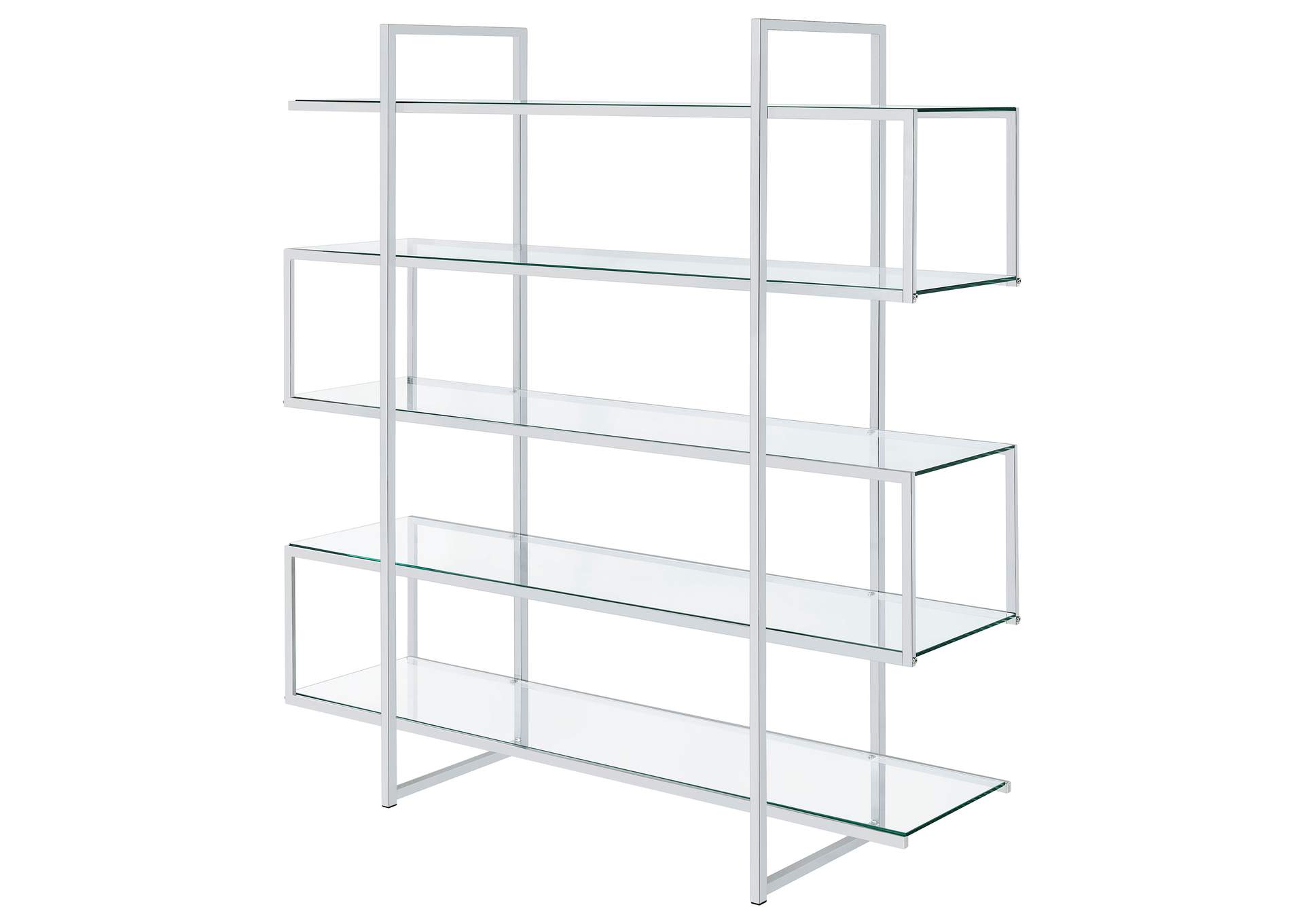 5-shelf Bookcase Chrome and Clear,Coaster Furniture