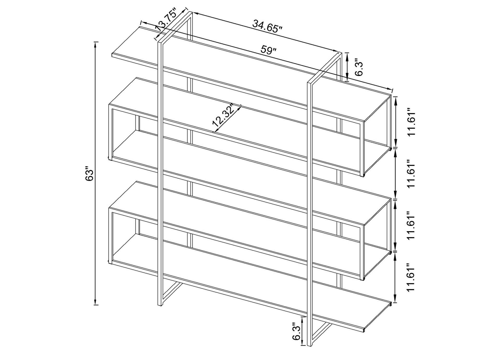 5-shelf Bookcase Chrome and Clear,Coaster Furniture