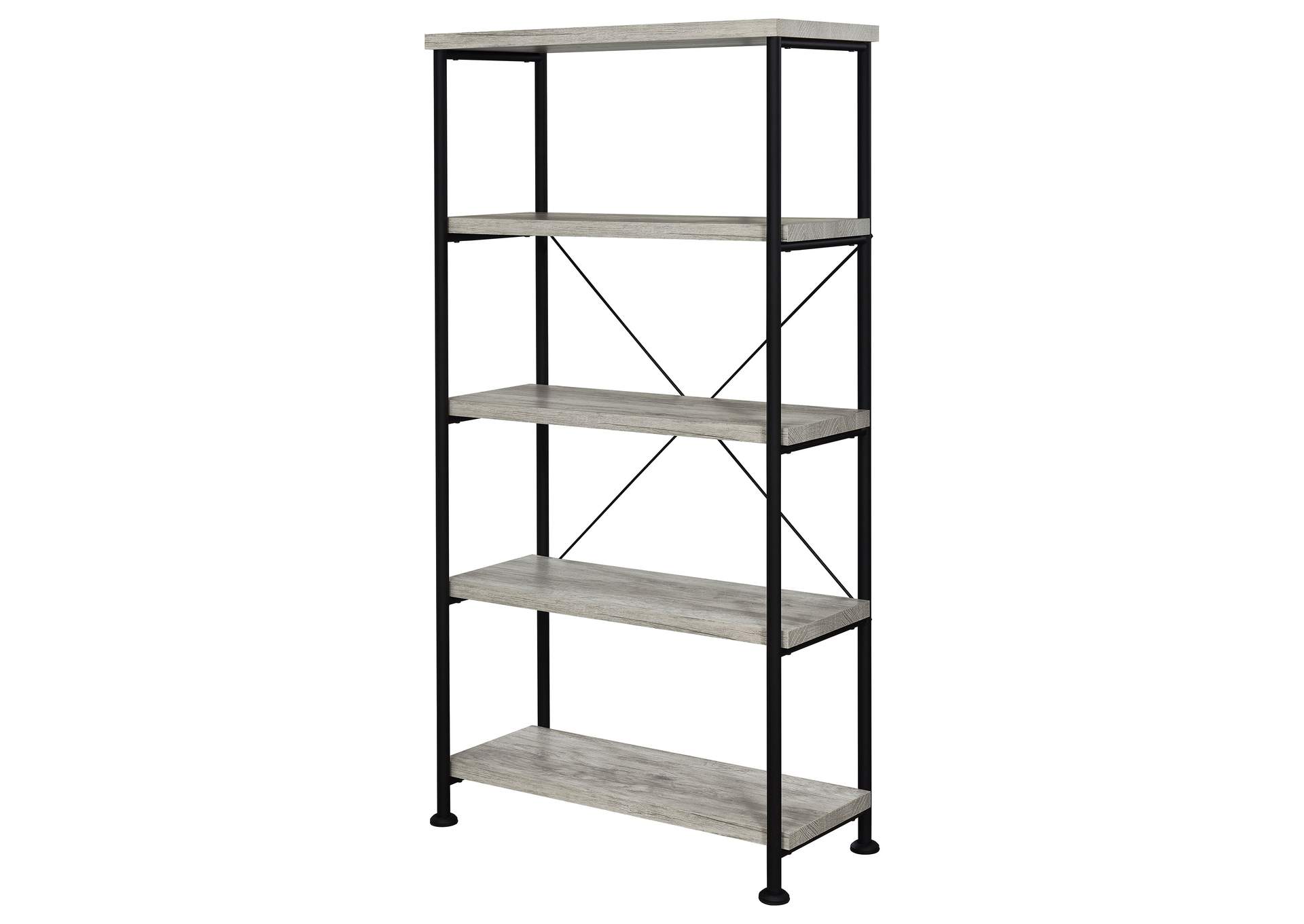 Analiese 4-shelf Bookcase Grey Driftwood,Coaster Furniture