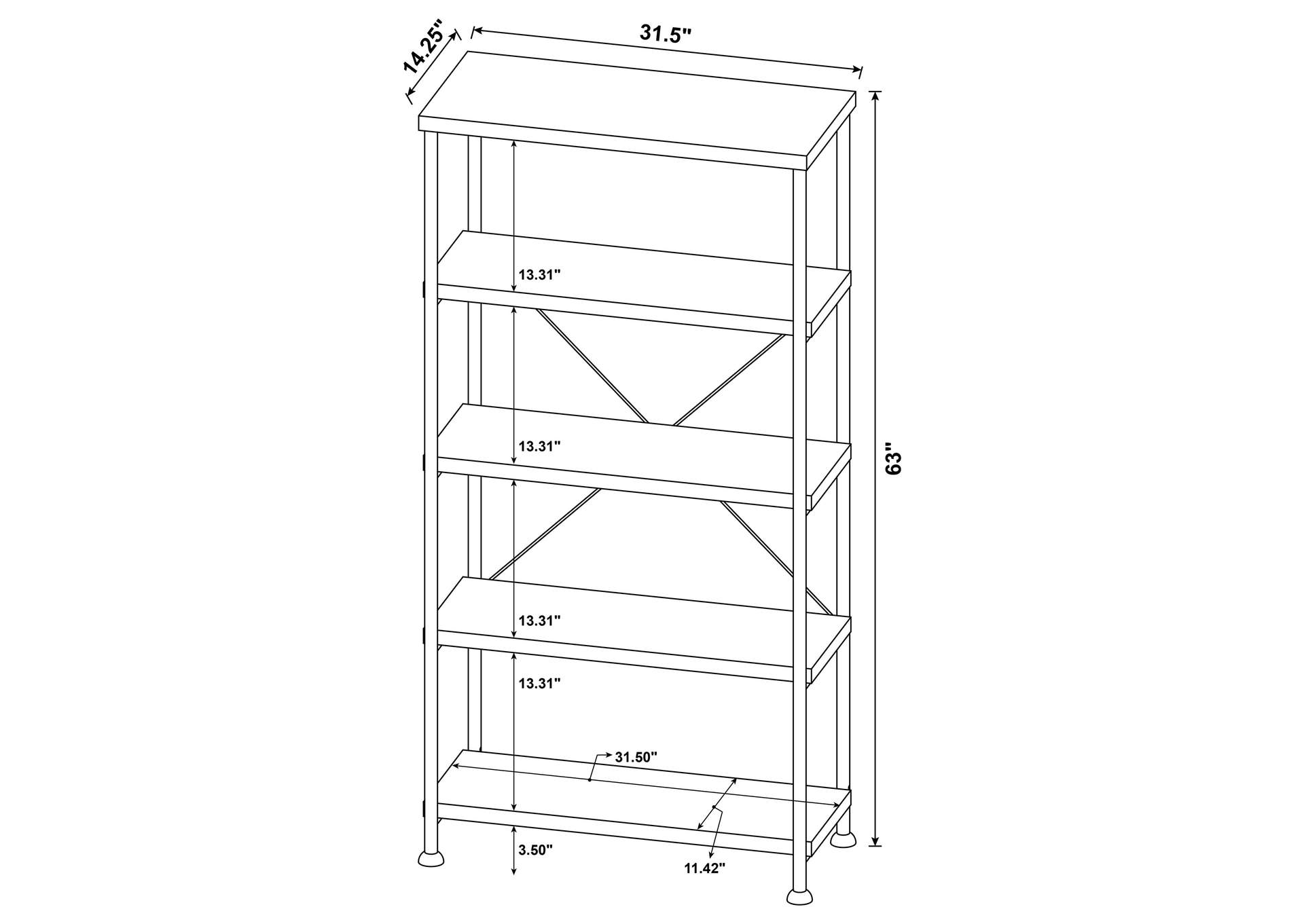 Analiese 4-shelf Bookcase Grey Driftwood,Coaster Furniture