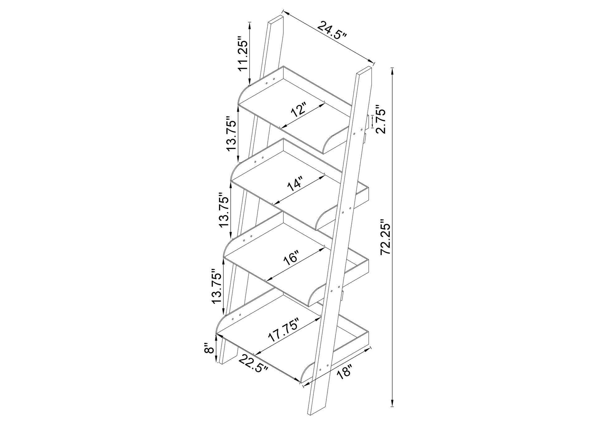 Amaturo 4-shelf Ladder Bookcase Clear,Coaster Furniture